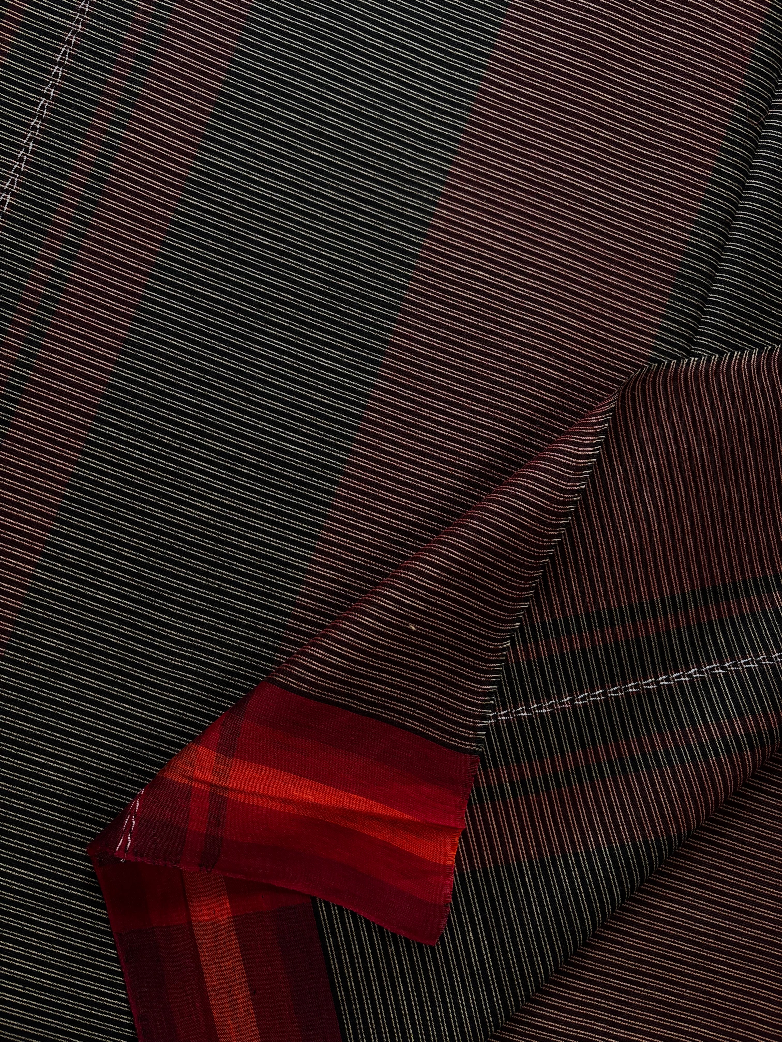 Handwoven Maroon Colour Dhonekhali Cotton Saree