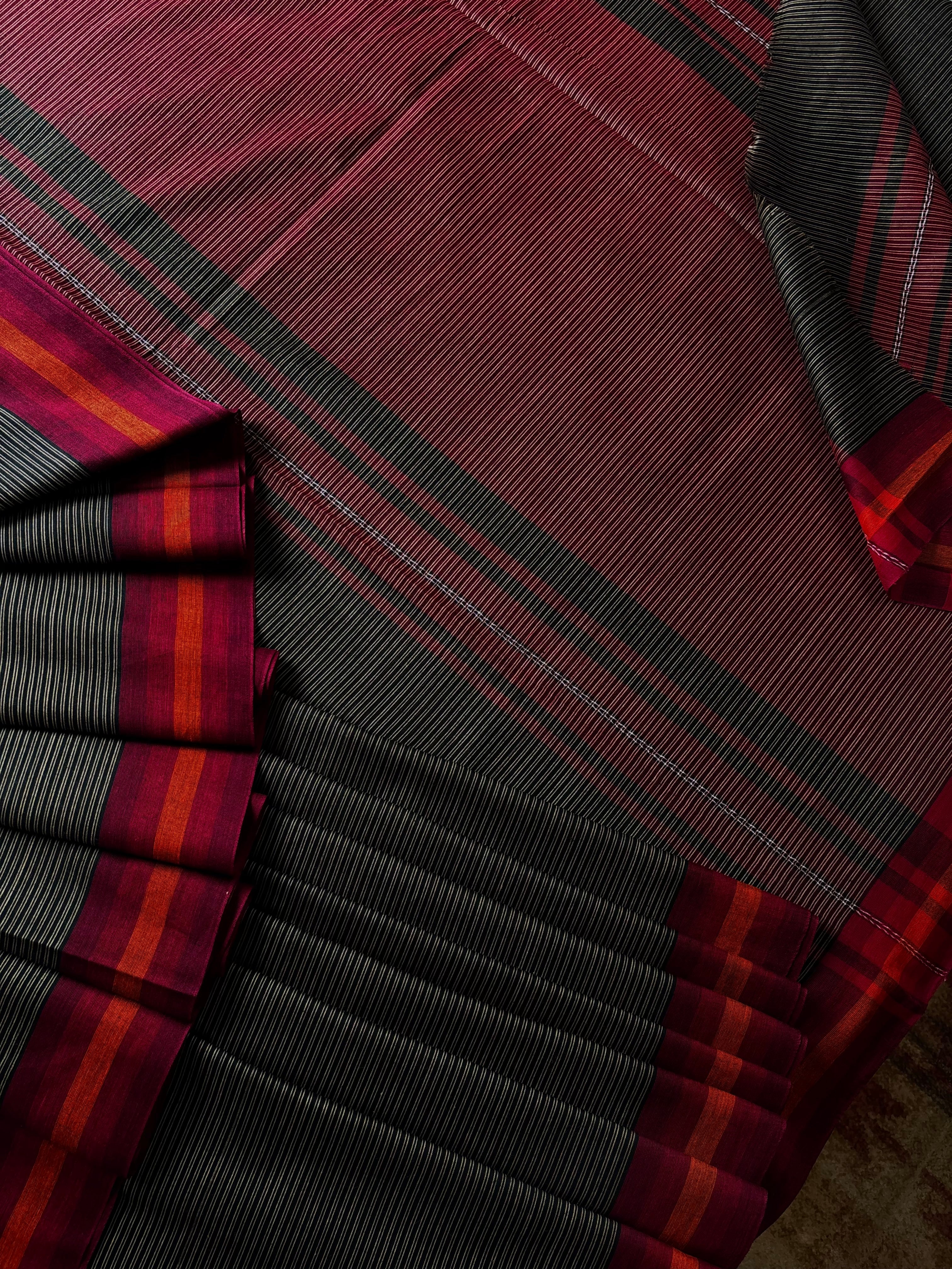 Handwoven Black Colour Dhonekhali Cotton Saree
