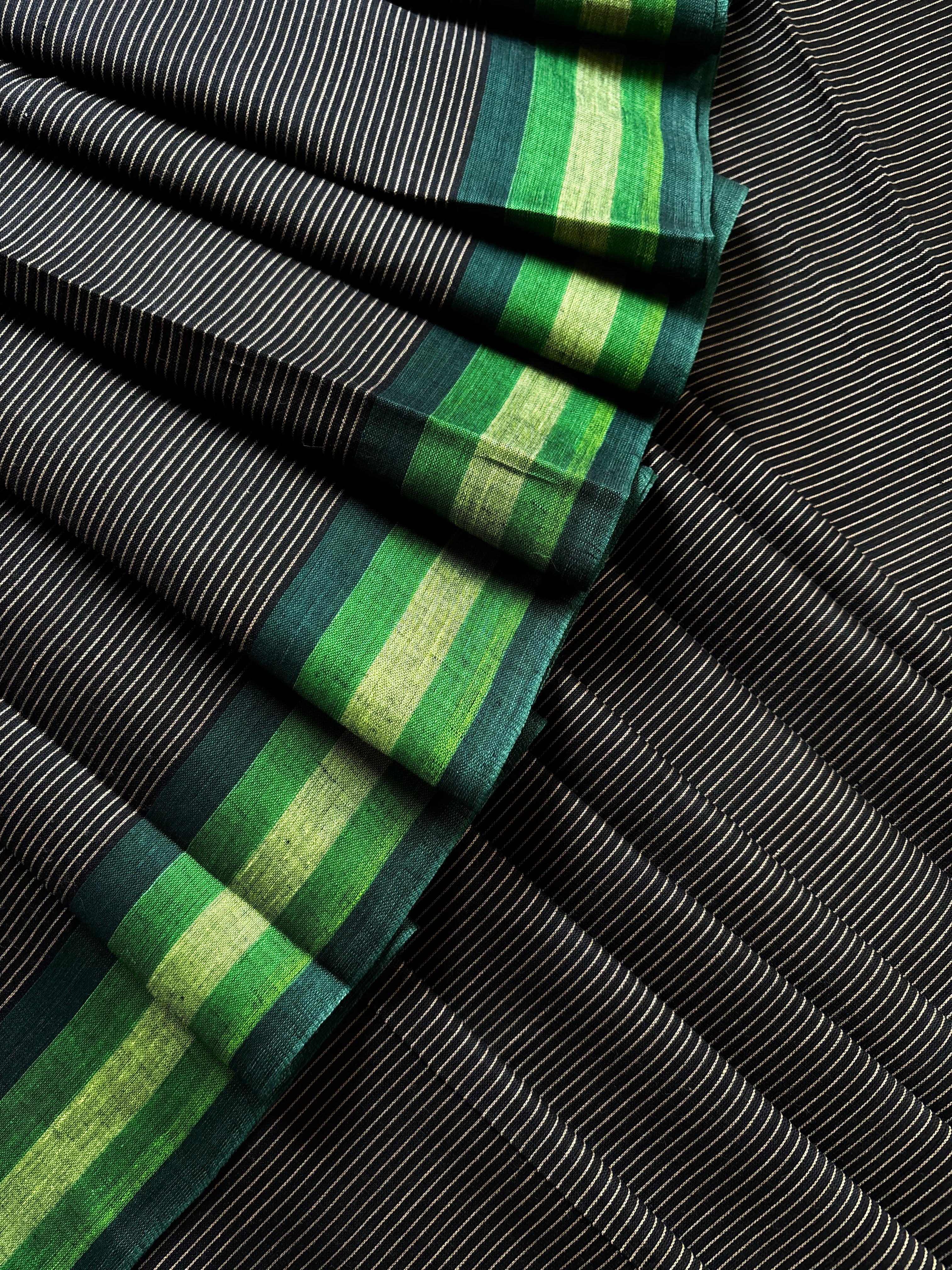 Handwoven Black Colour Dhonekhali Cotton Saree