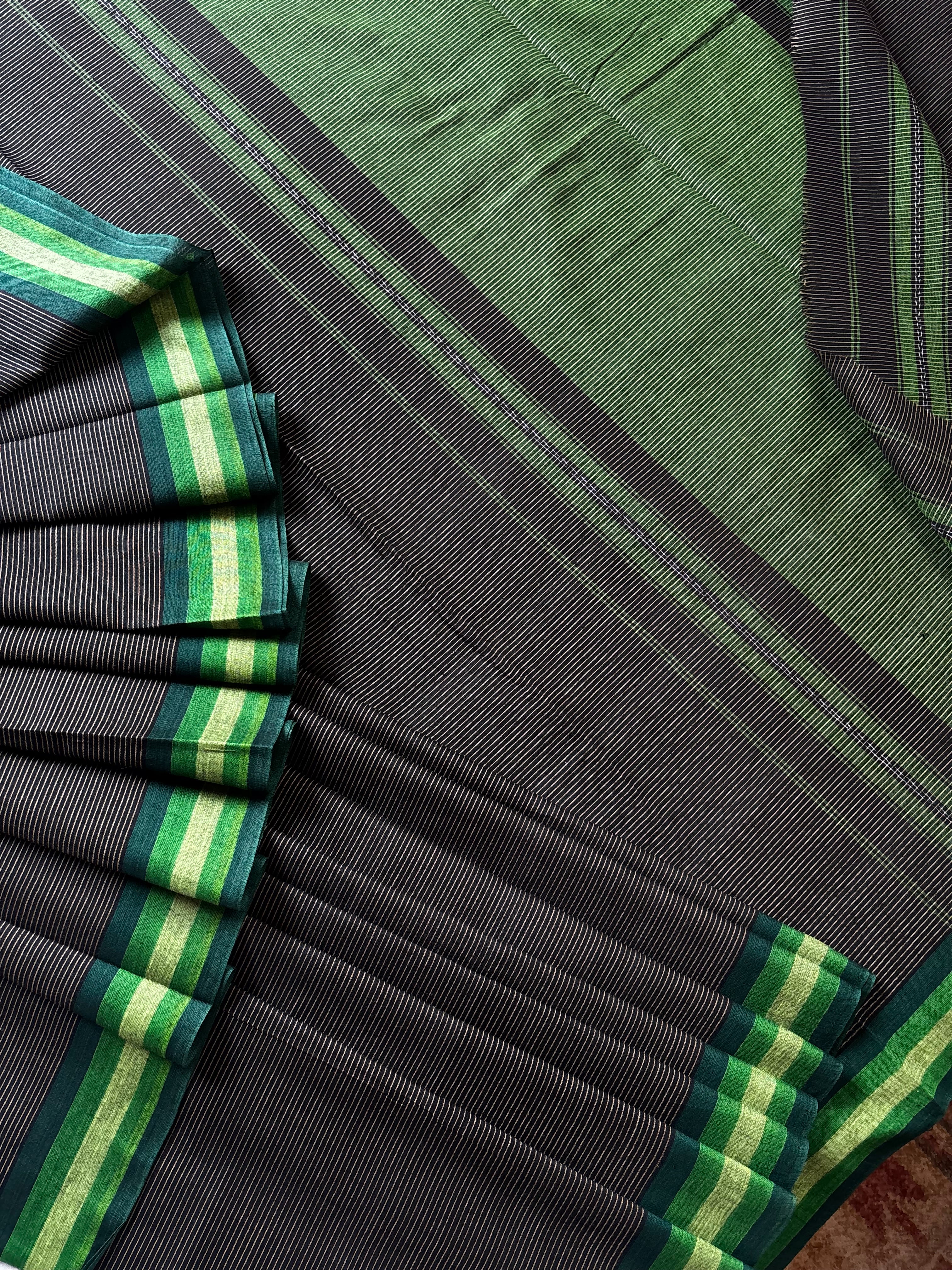 Handwoven Black Colour Dhonekhali Cotton Saree