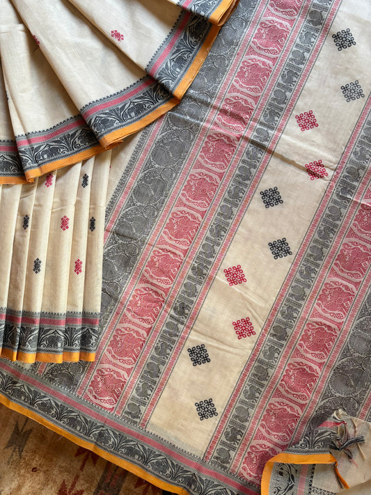 Handwoven Rich Beige Colour Kanchipuram Cotton Saree