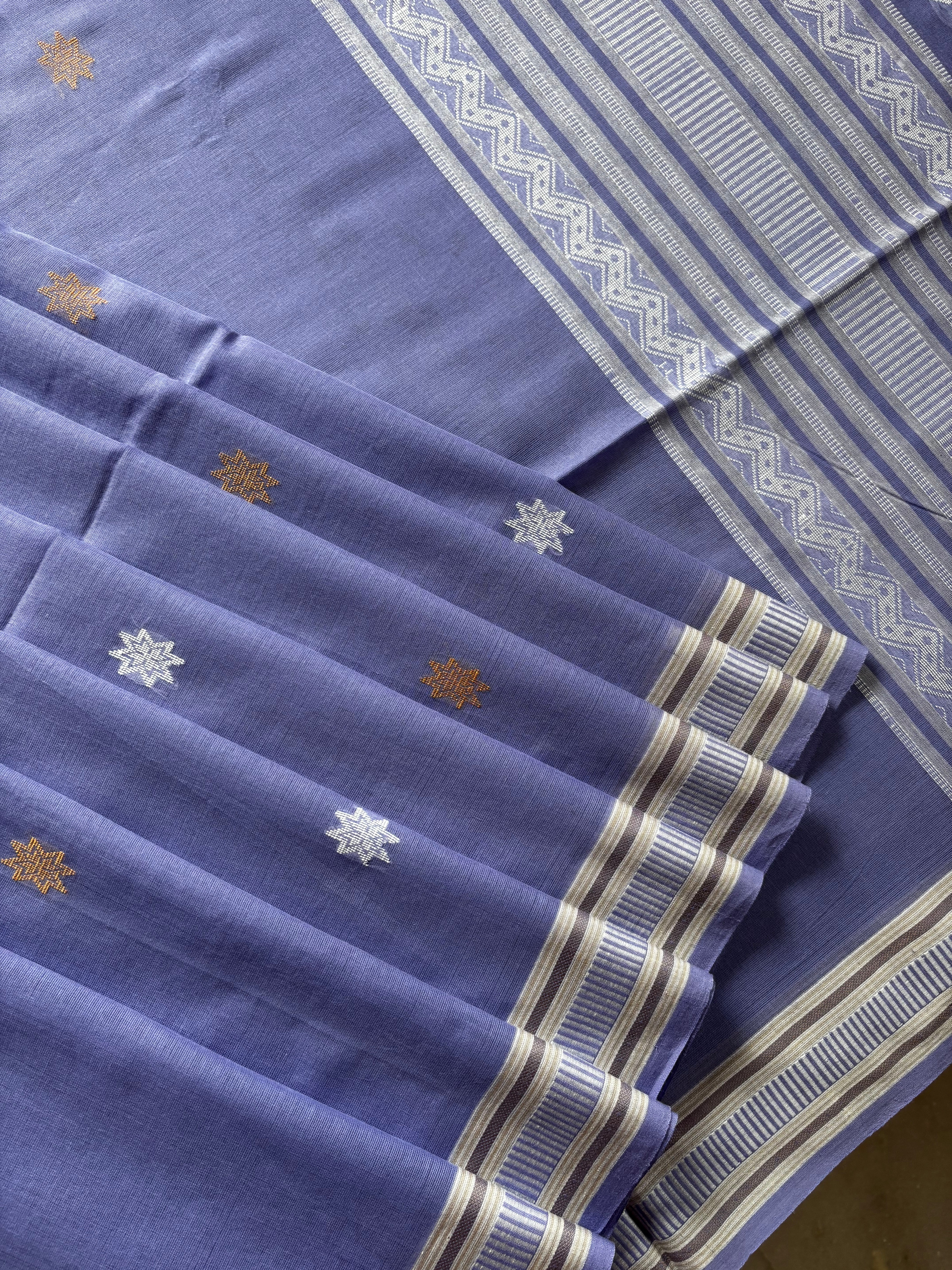 Handwoven Lavender Colour Cotton Jamdani Saree