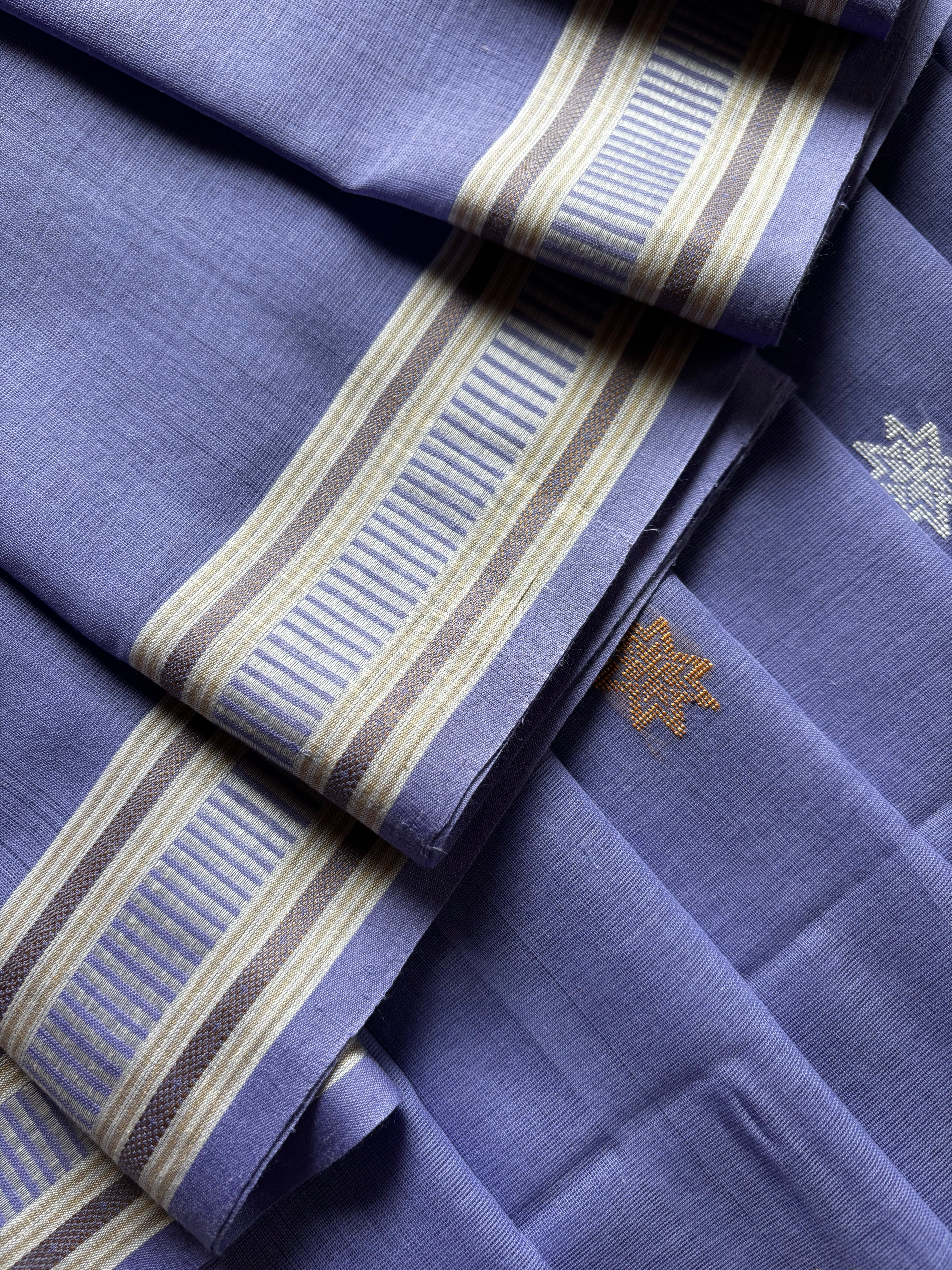 Handwoven Lavender Colour Cotton Jamdani Saree