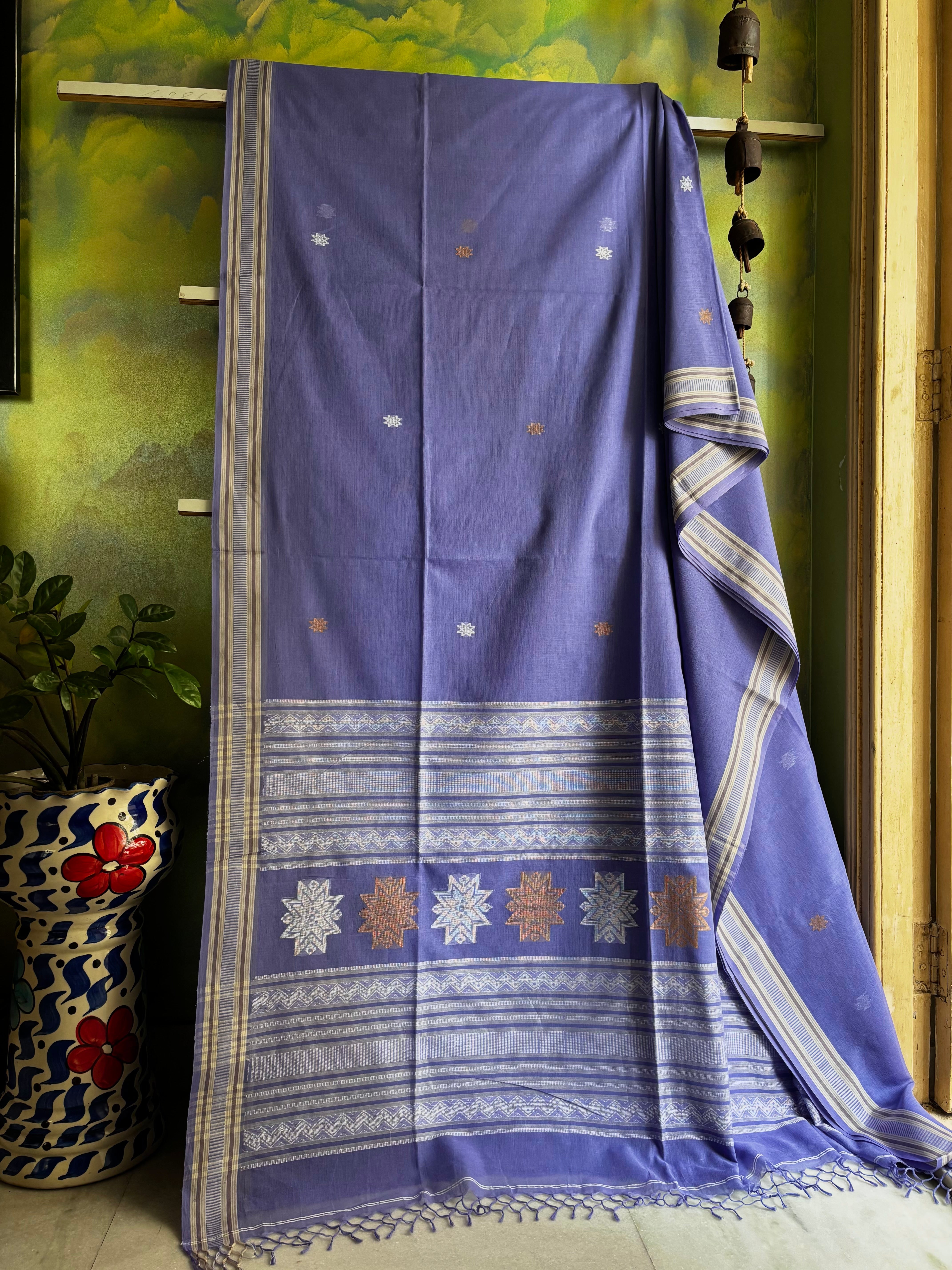 Handwoven Lavender Colour Cotton Jamdani Saree