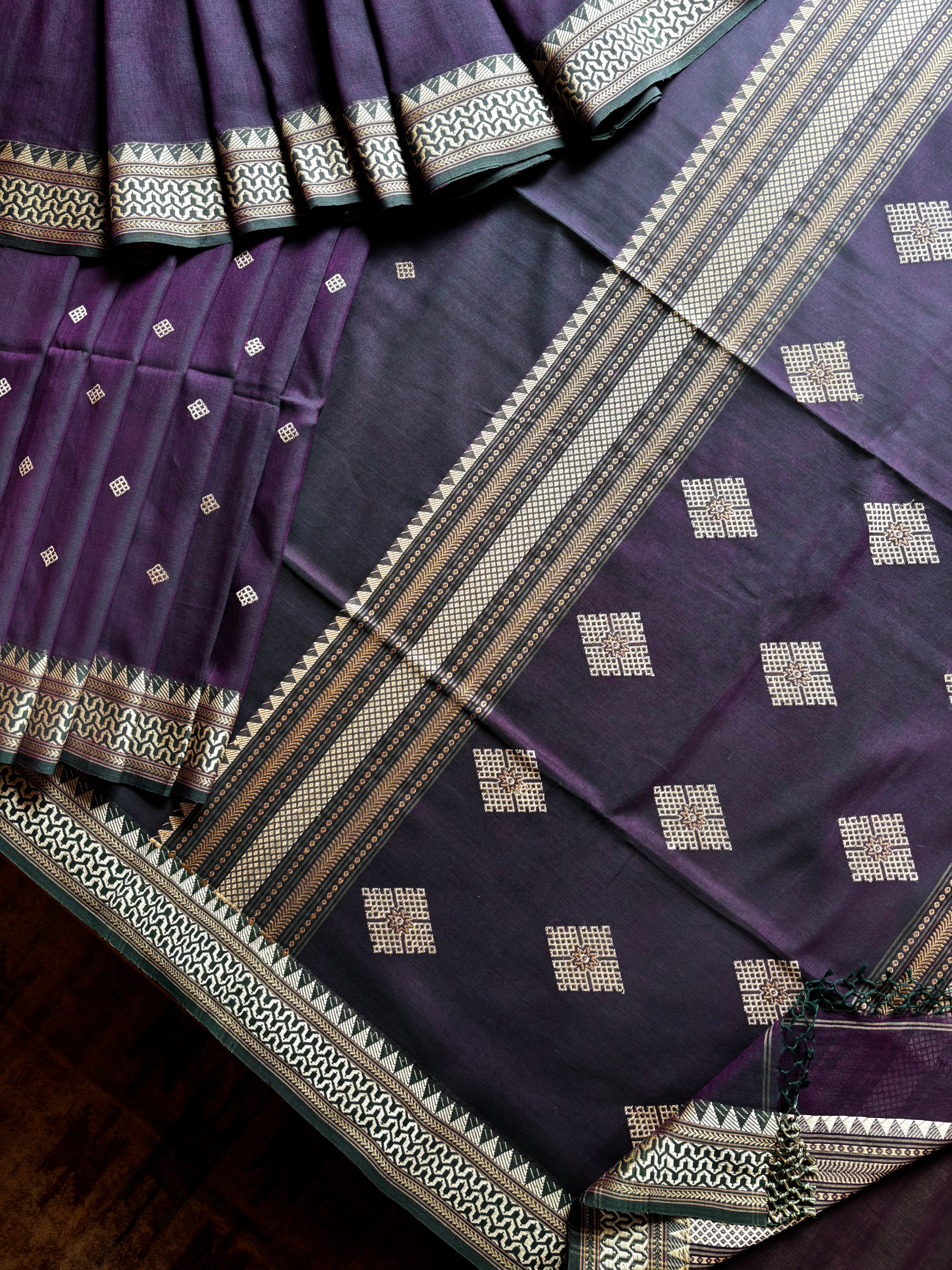 Handwoven Purple Colour Phulia Cotton Saree