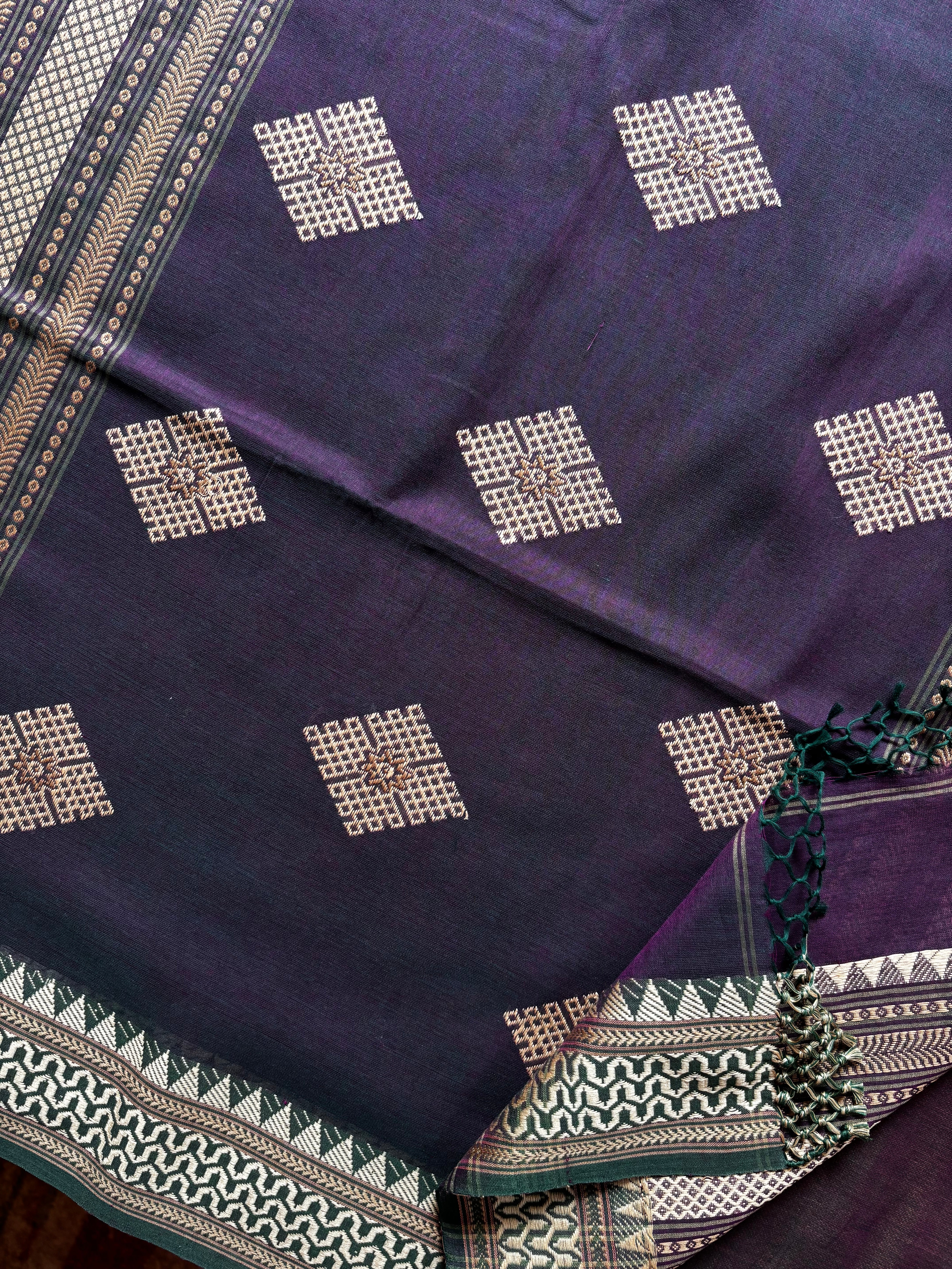 Handwoven Purple Colour Phulia Cotton Saree