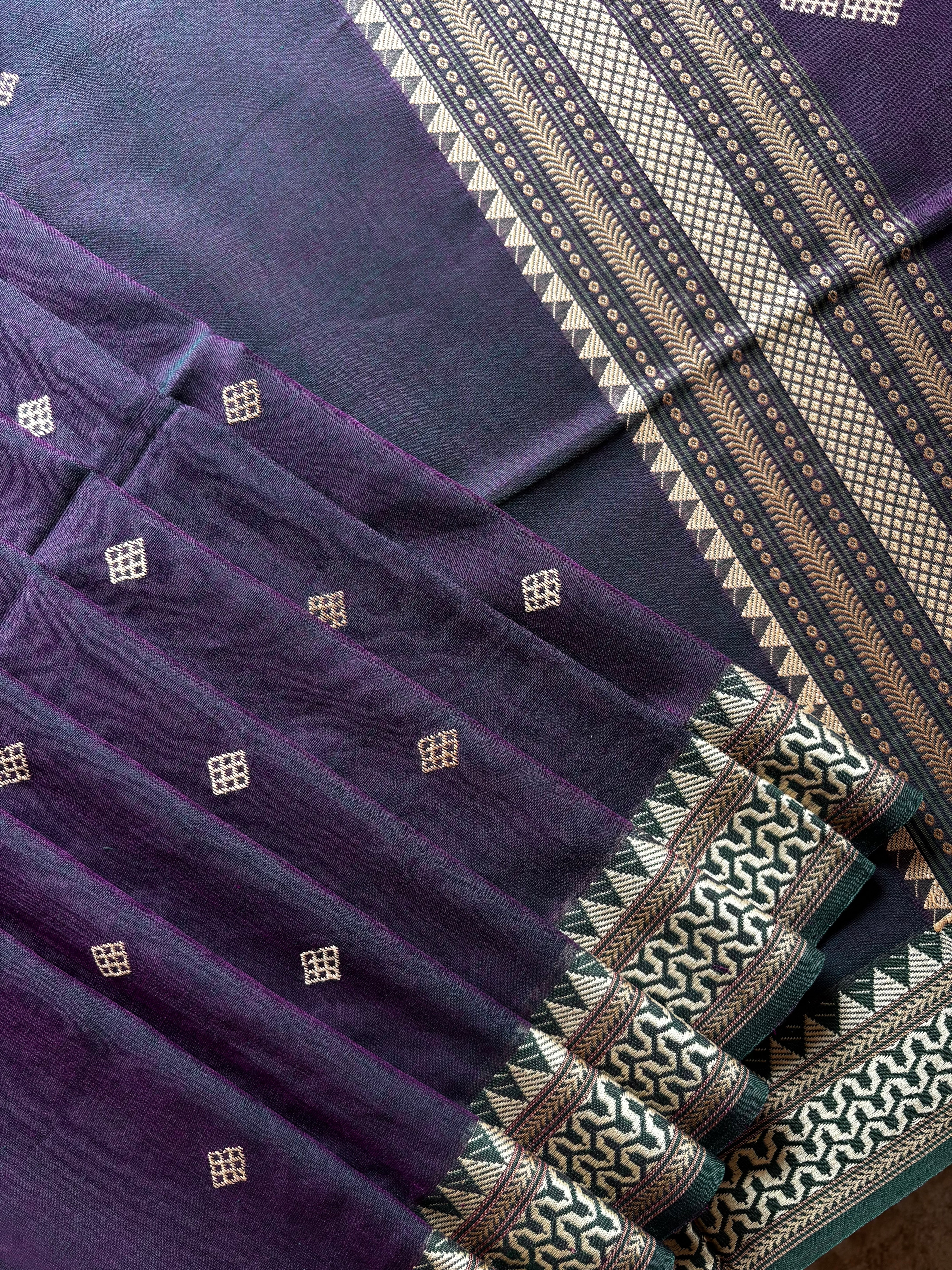 Handwoven Purple Colour Phulia Cotton Saree