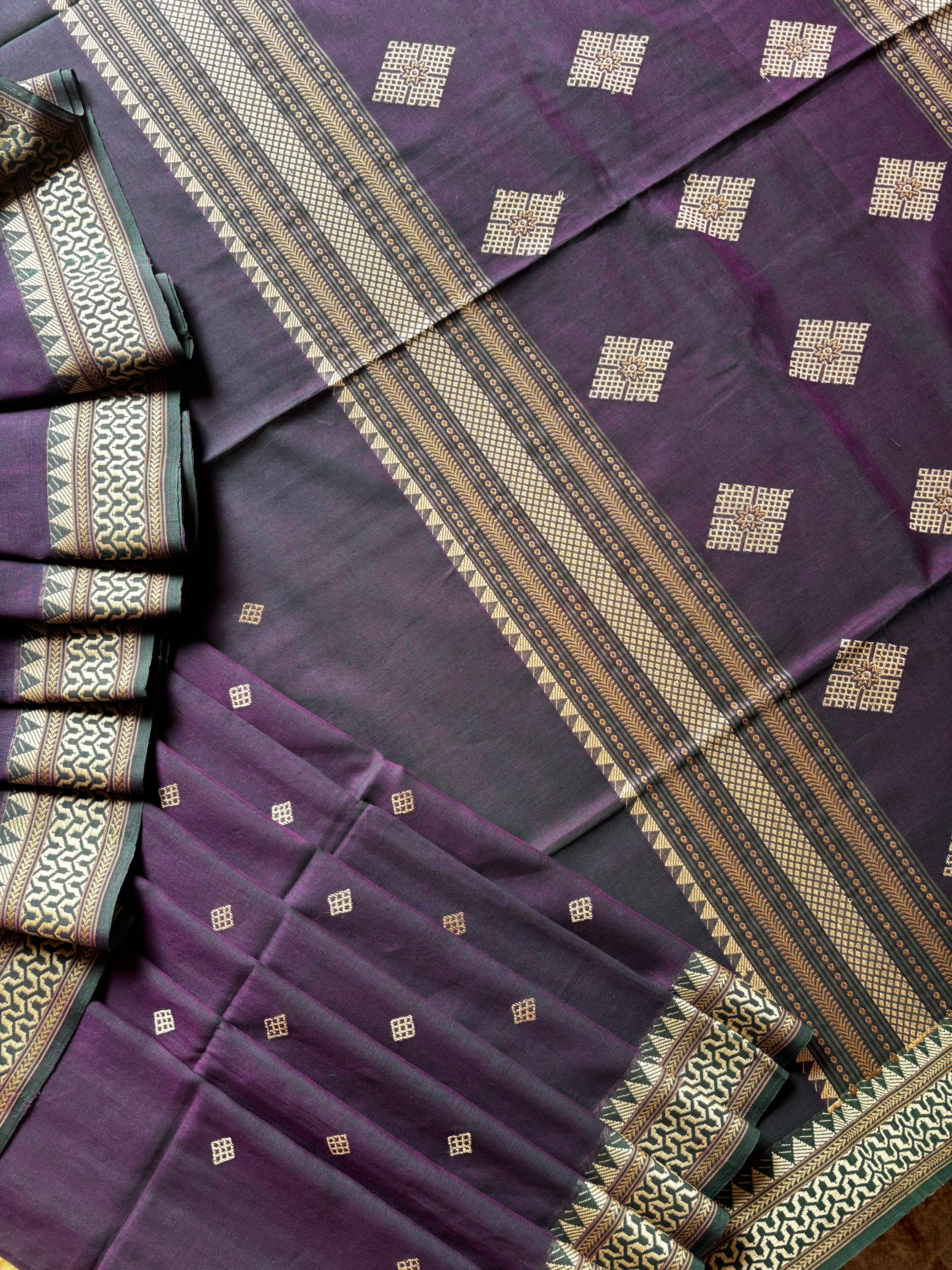 Handwoven Purple Colour Phulia Cotton Saree