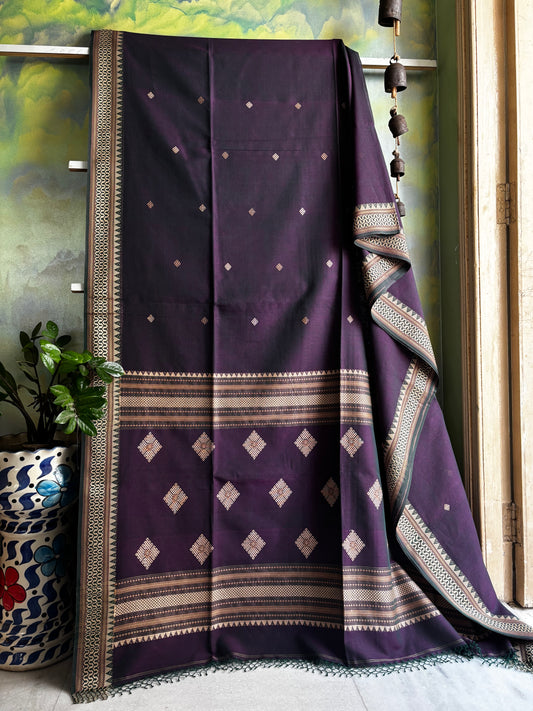 Handwoven Purple Colour Phulia Cotton Saree