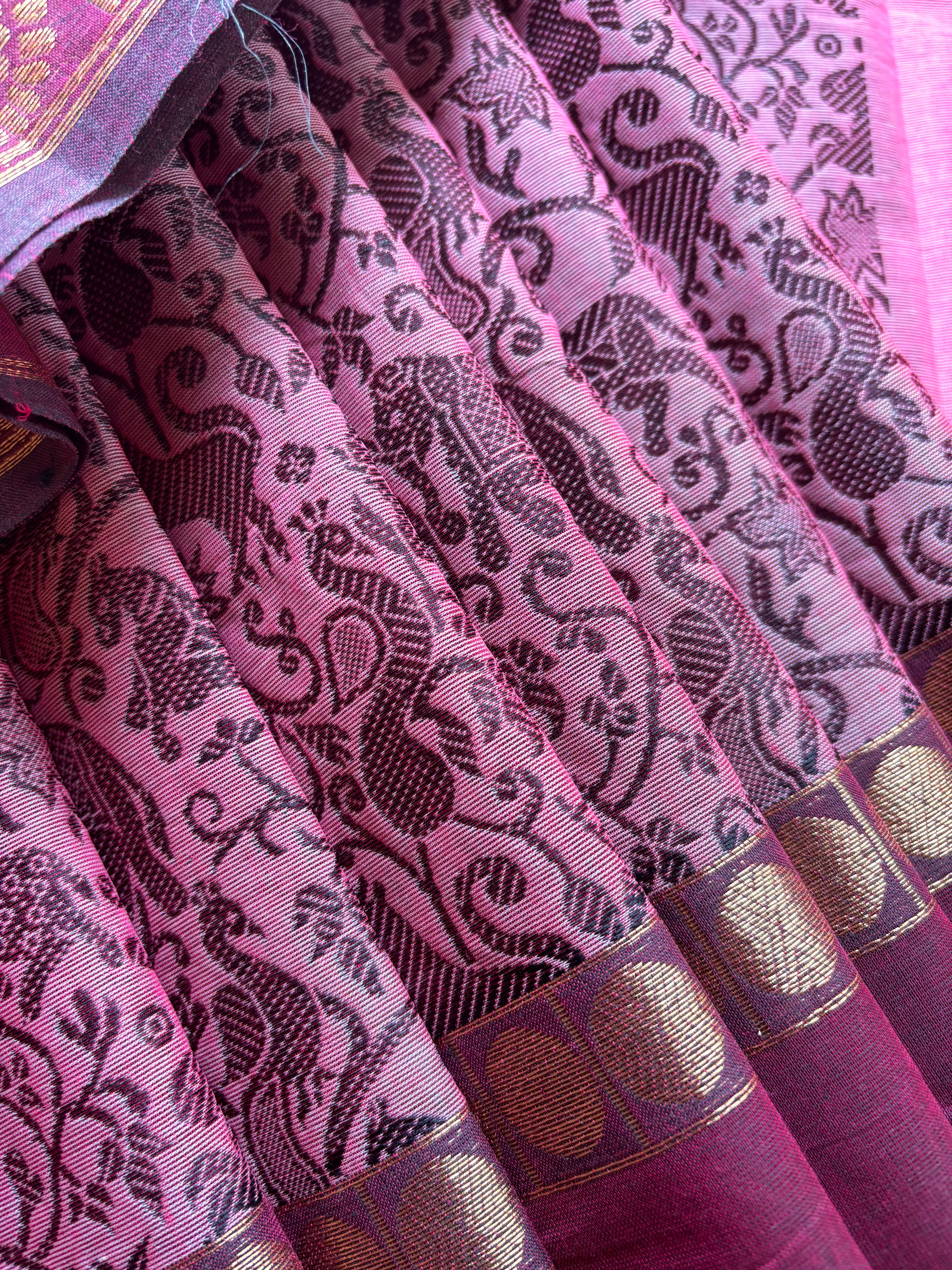 Pure Cotton Pink Vanasingaram Kanchipuram Saree