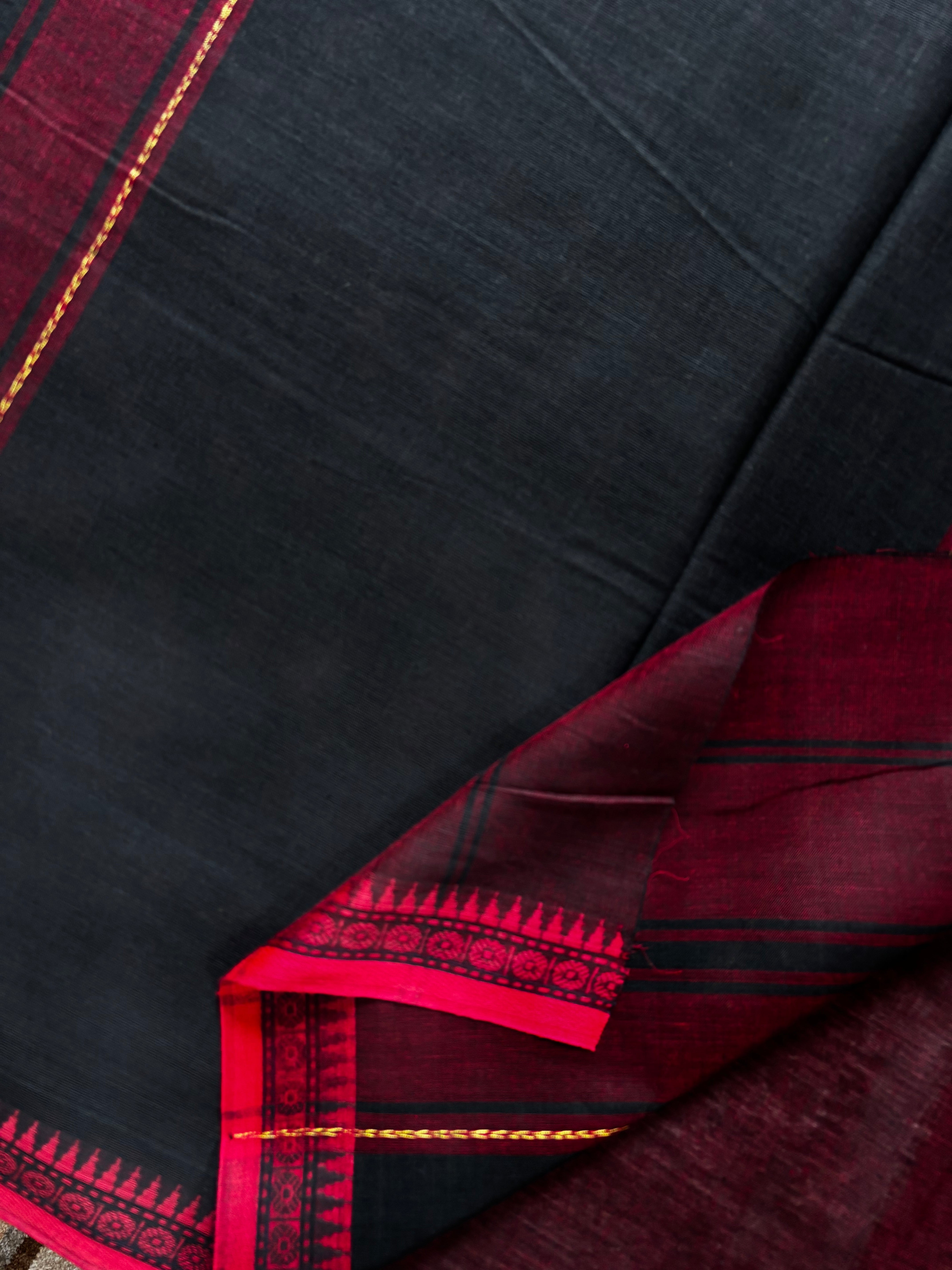 Handwoven Garnet Colour Dhonekhali Cotton Saree