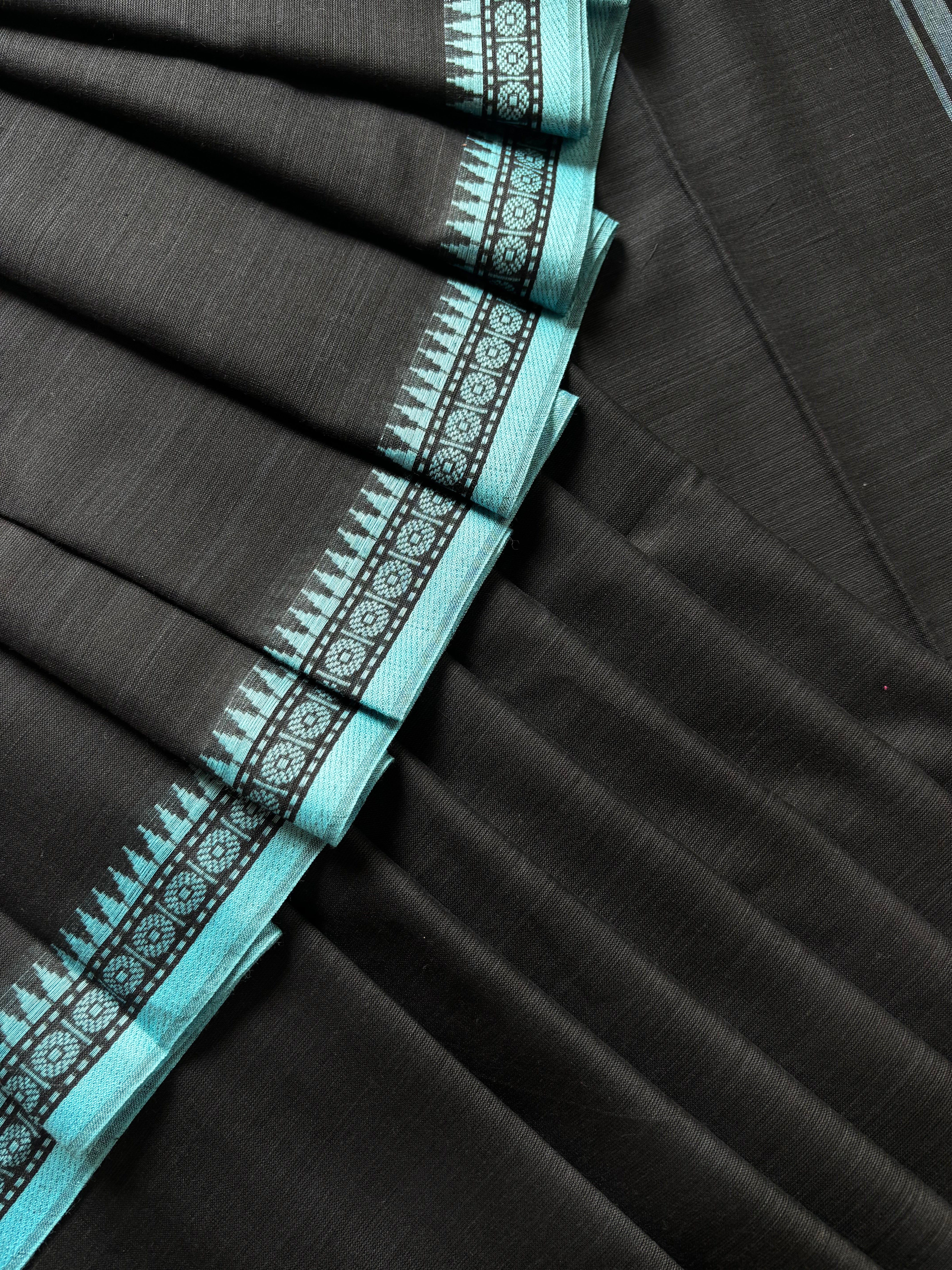 Handwoven Black Colour Dhonekhali Cotton Saree