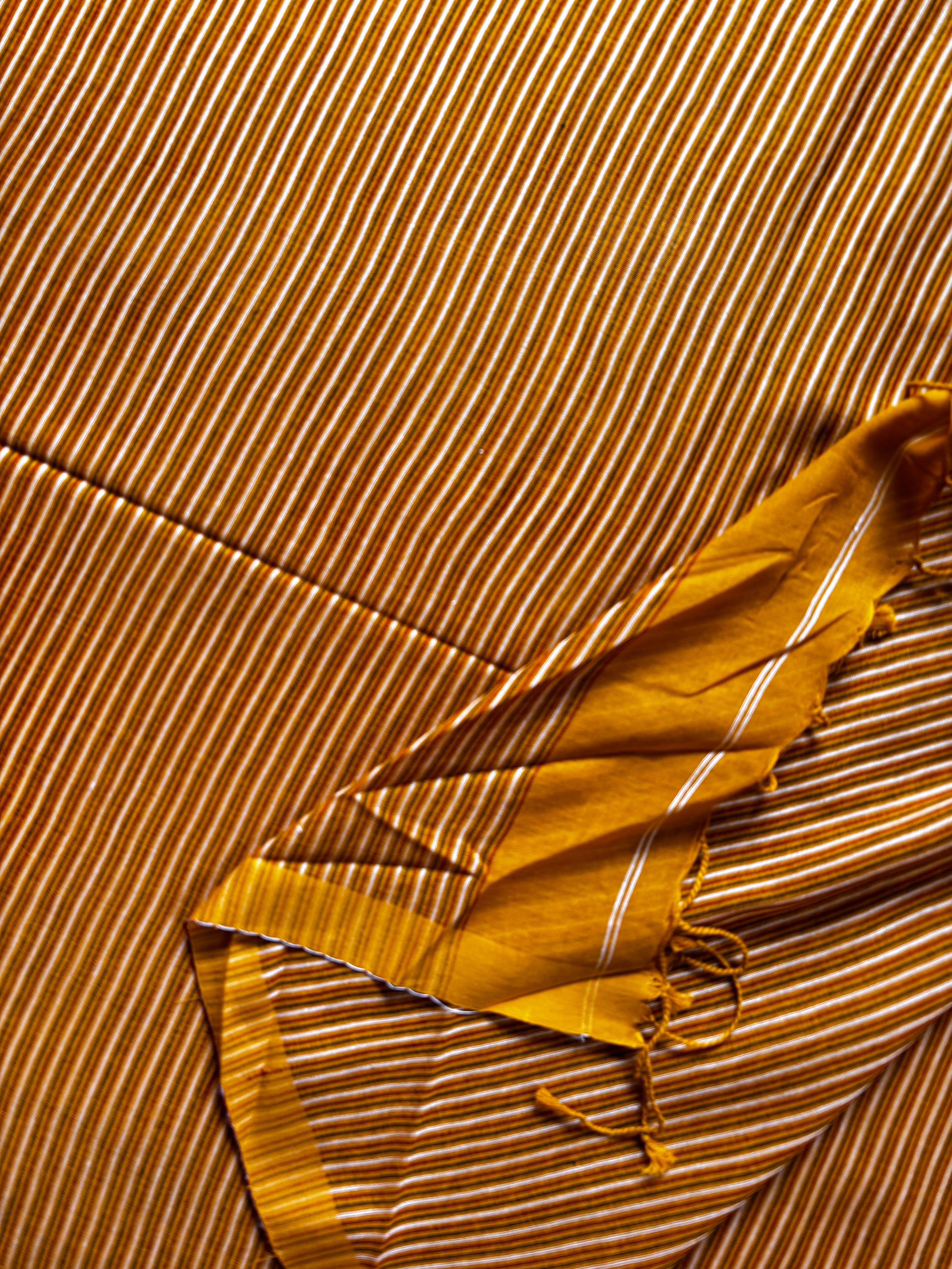 Handspun Handwoven Mustard Yellow Cotton Jamdani Saree