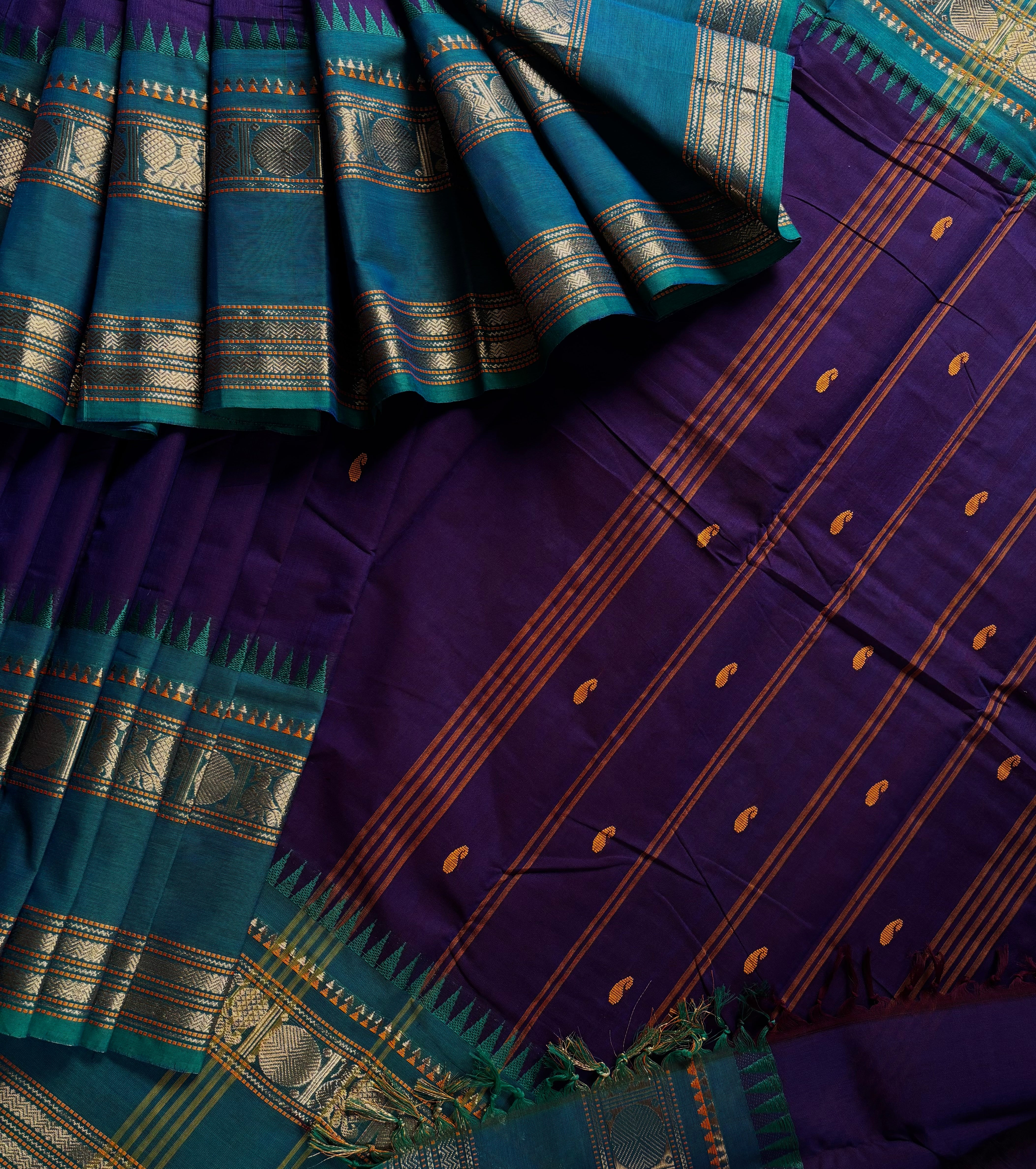 Dark Purple Colour Kanchipuram Cotton Saree