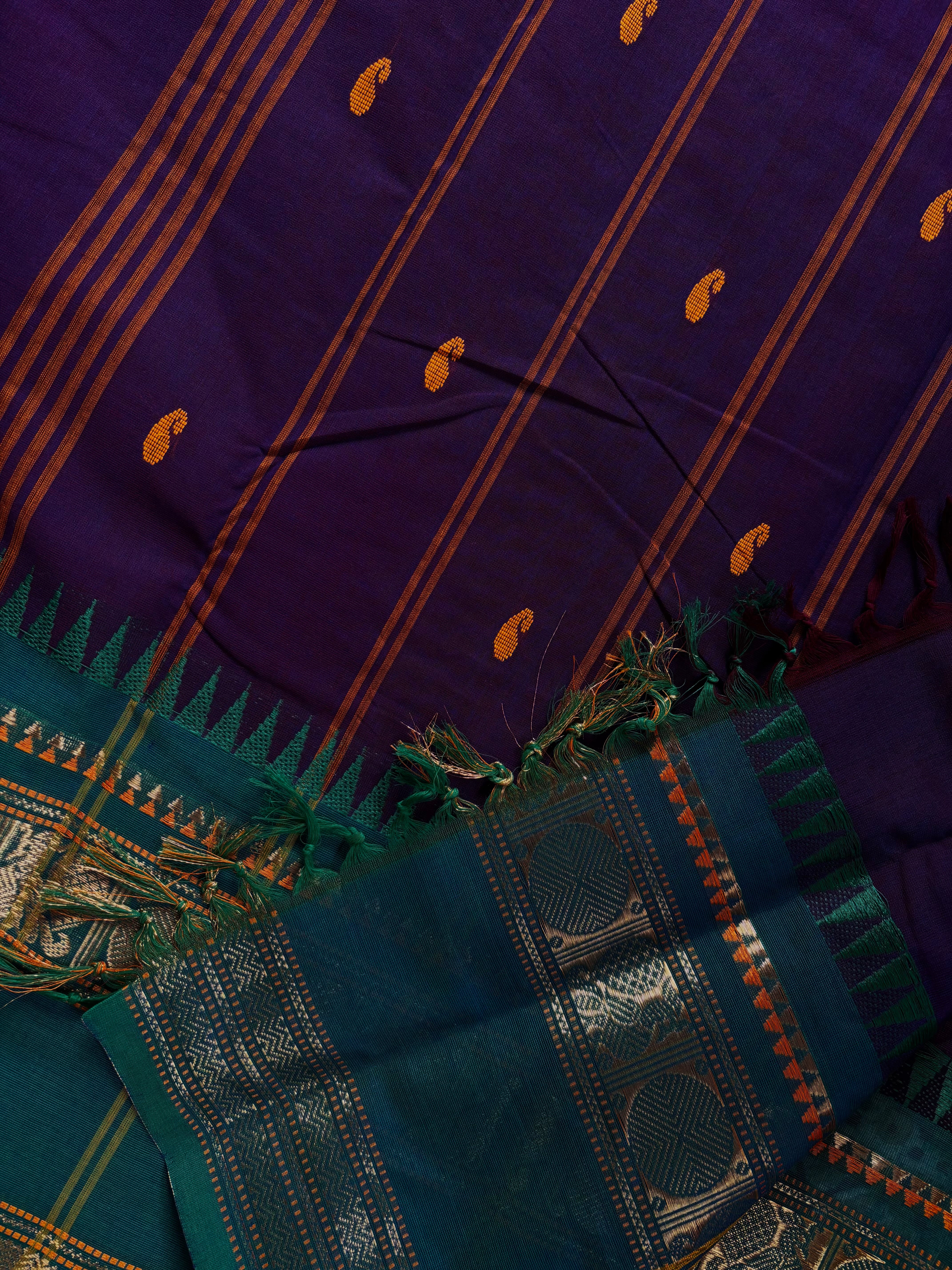 Dark Purple Colour Kanchipuram Cotton Saree