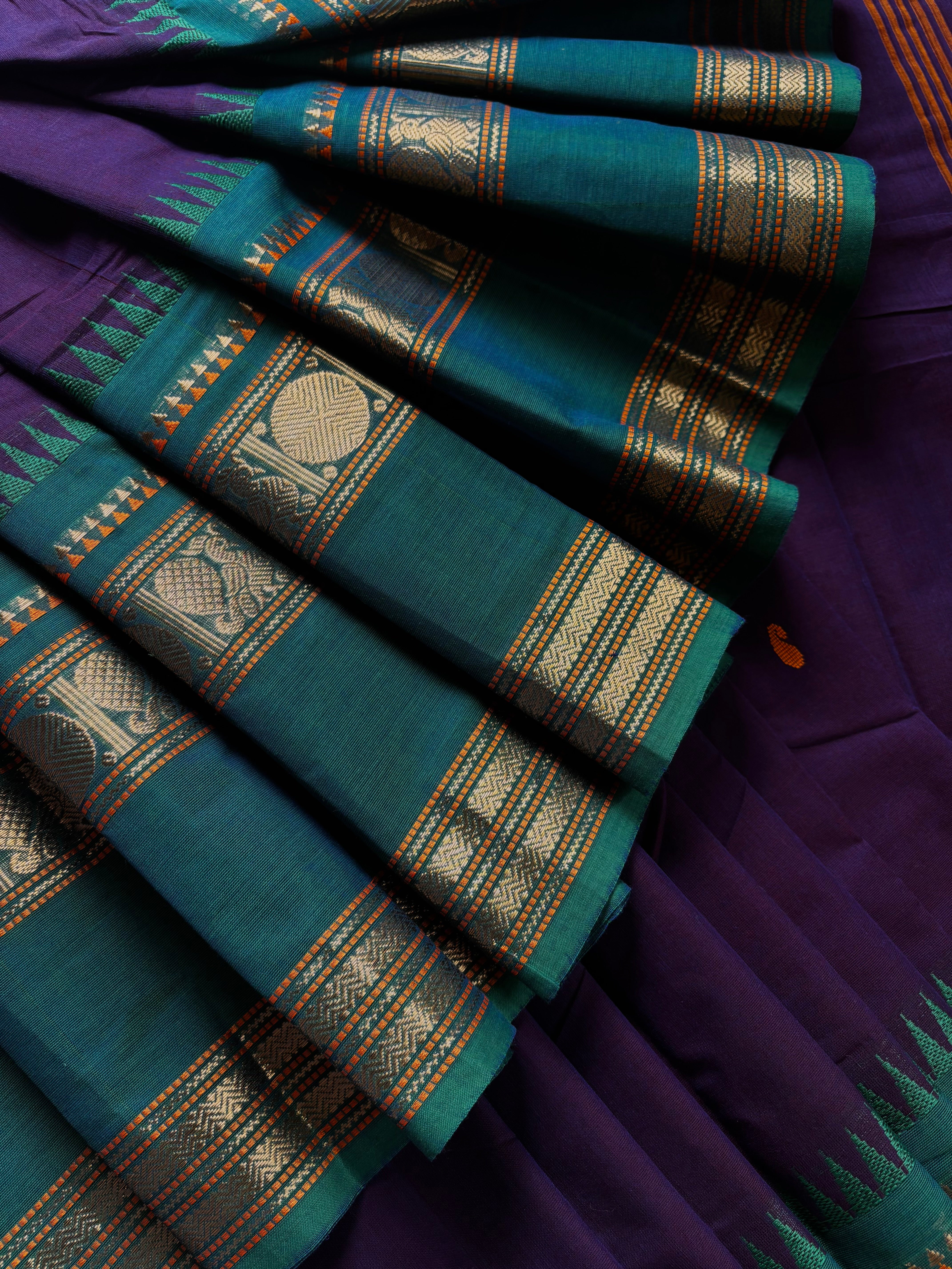 Dark Purple Colour Kanchipuram Cotton Saree