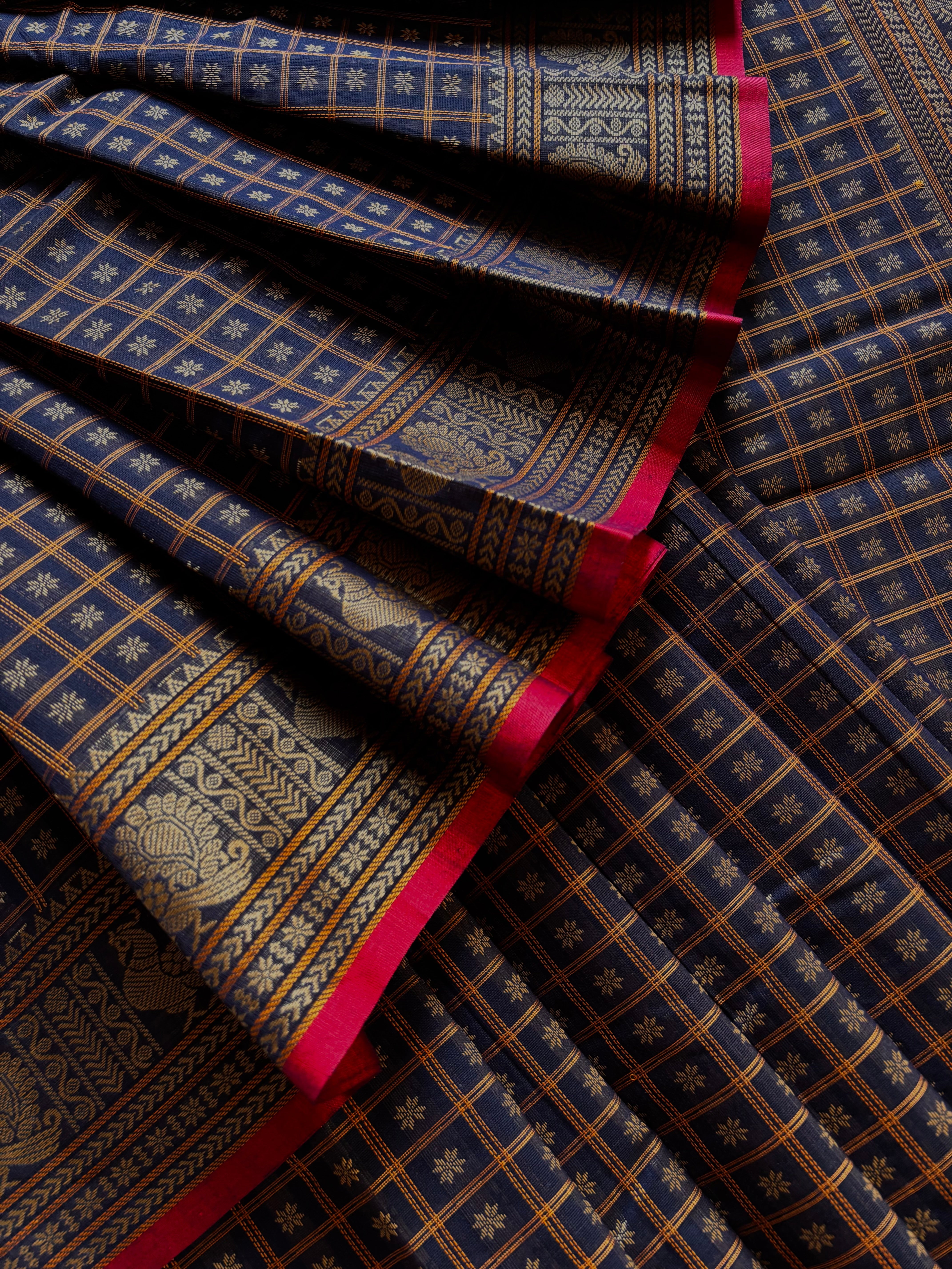 Handwoven Black Aayirum Butta Cotton Kanchipuram Saree