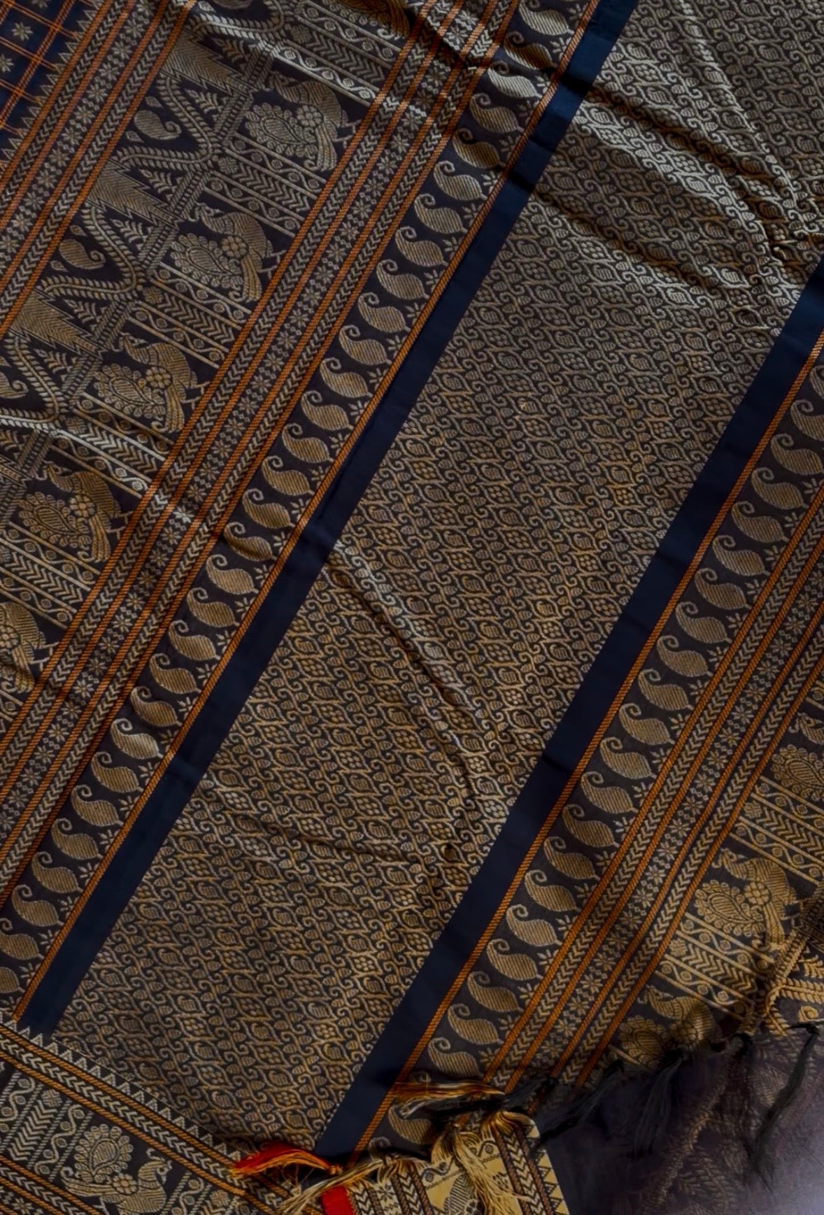 Handwoven Black Aayirum Butta Cotton Kanchipuram Saree