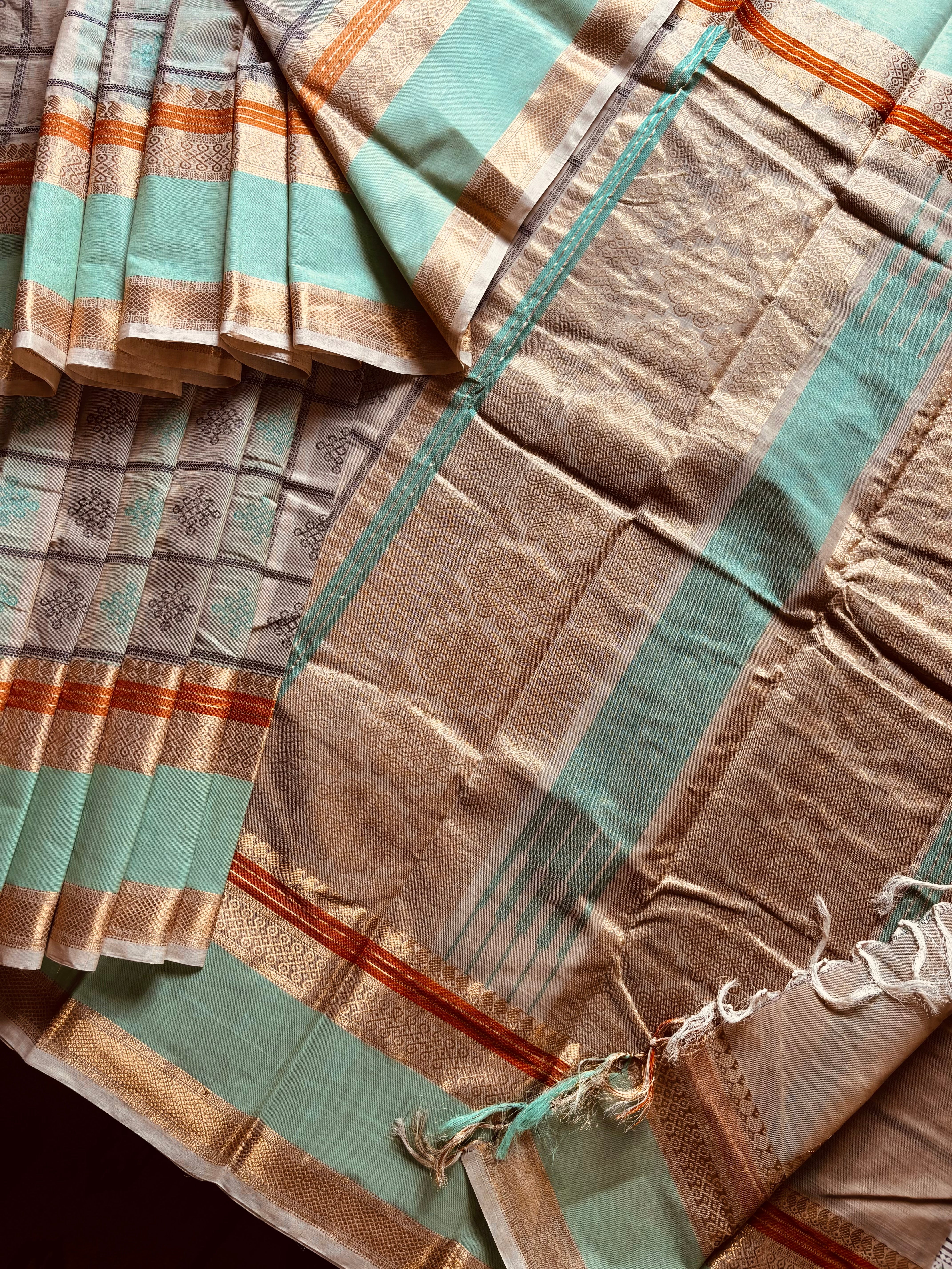 Handwoven Tussar Colour Kanchipuram Cotton Saree
