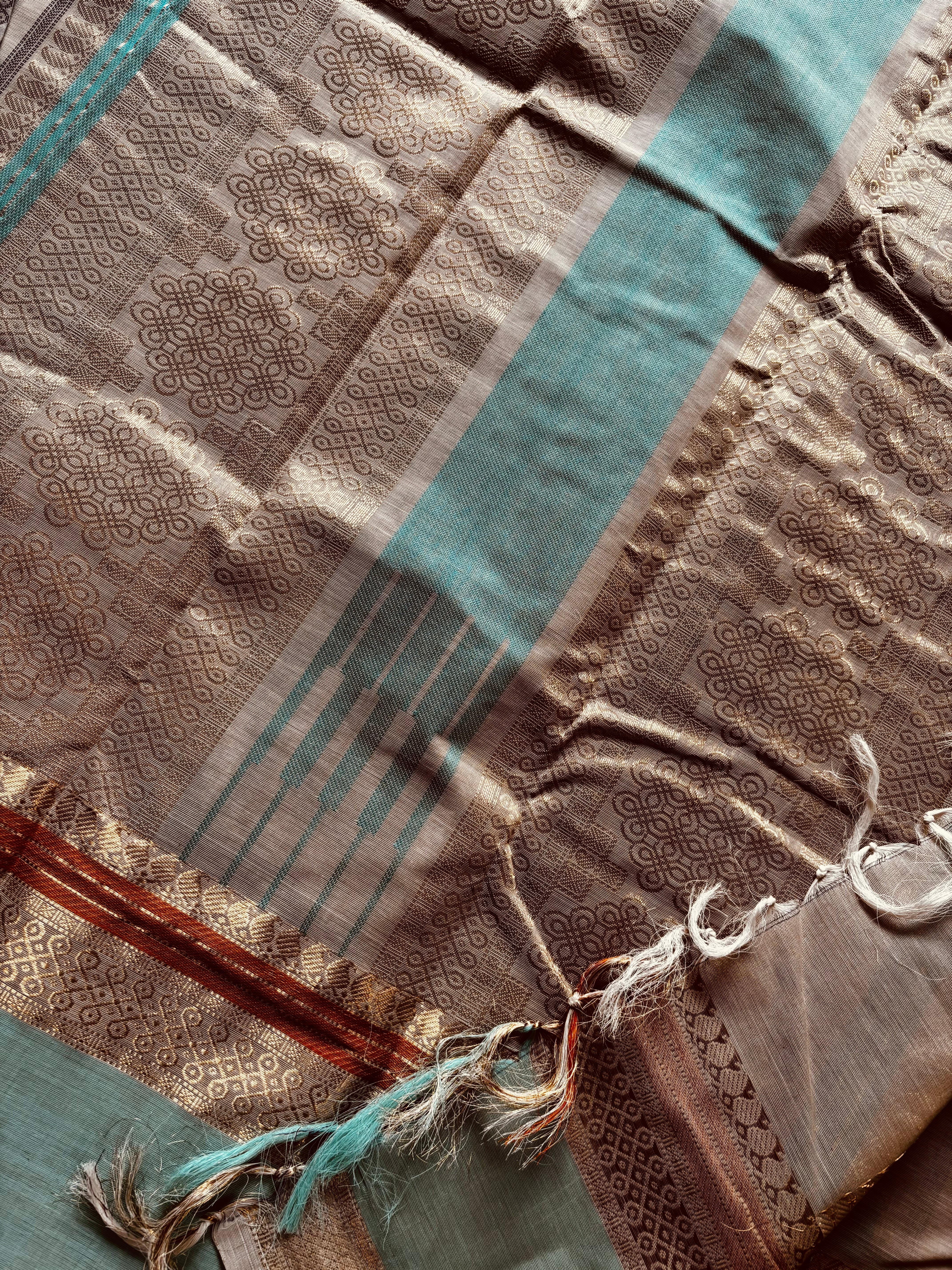 Handwoven Tussar Colour Kanchipuram Cotton Saree