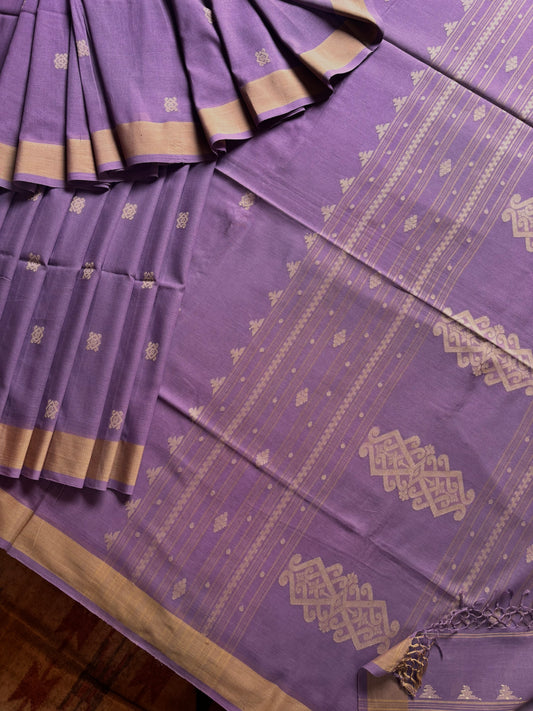 Handwoven Lavender Colour Cotton Jamdani Saree
