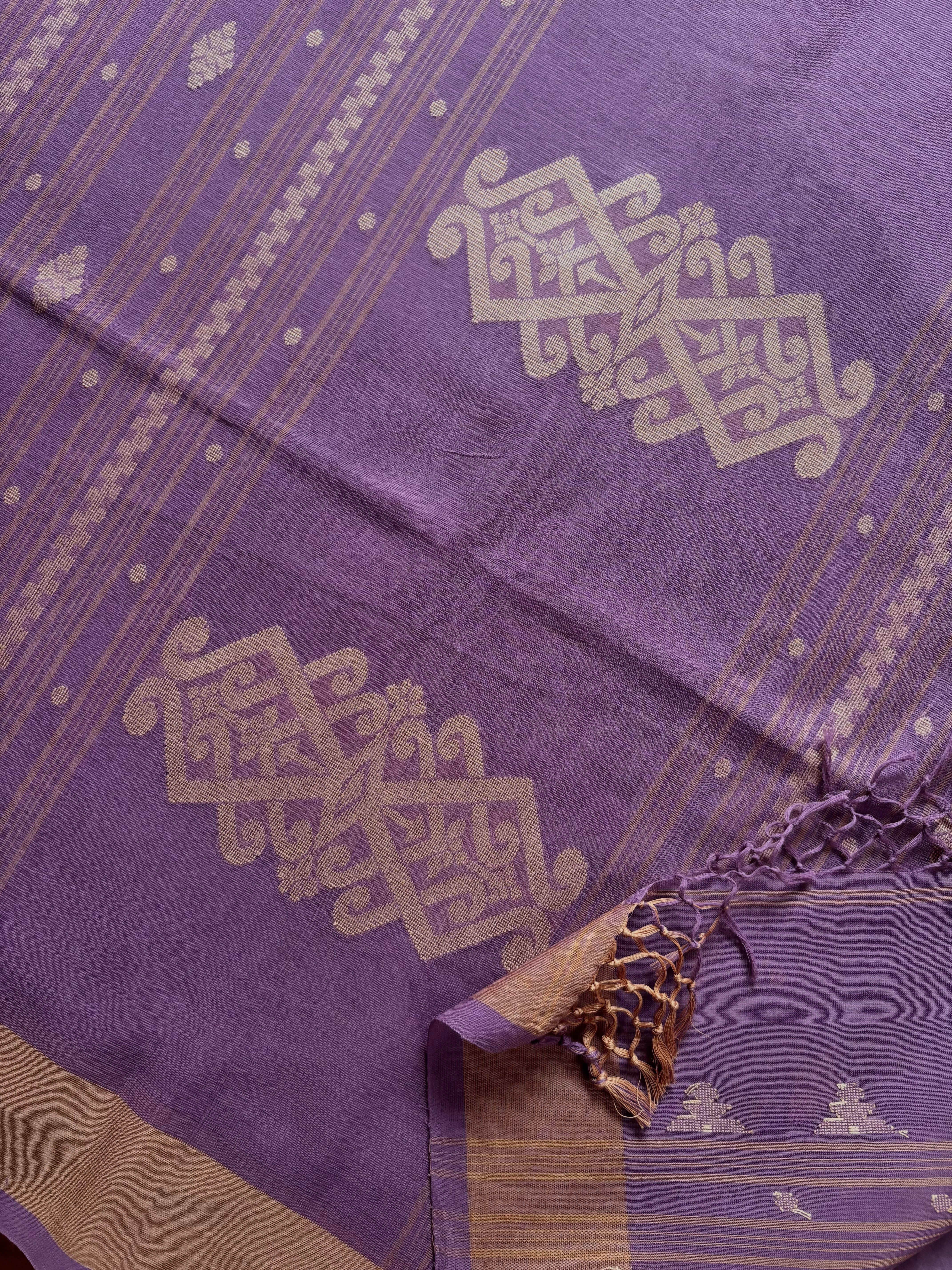 Handwoven Lavender Colour Cotton Jamdani Saree