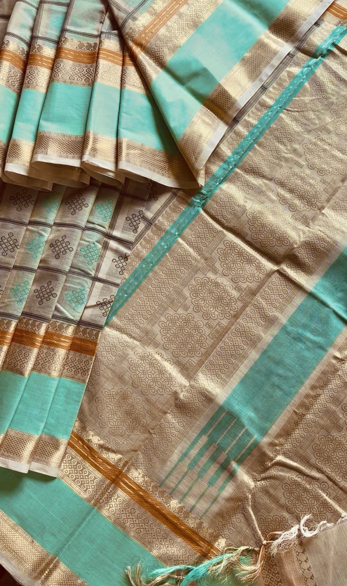 Handwoven Tussar Colour Kanchipuram Cotton Saree