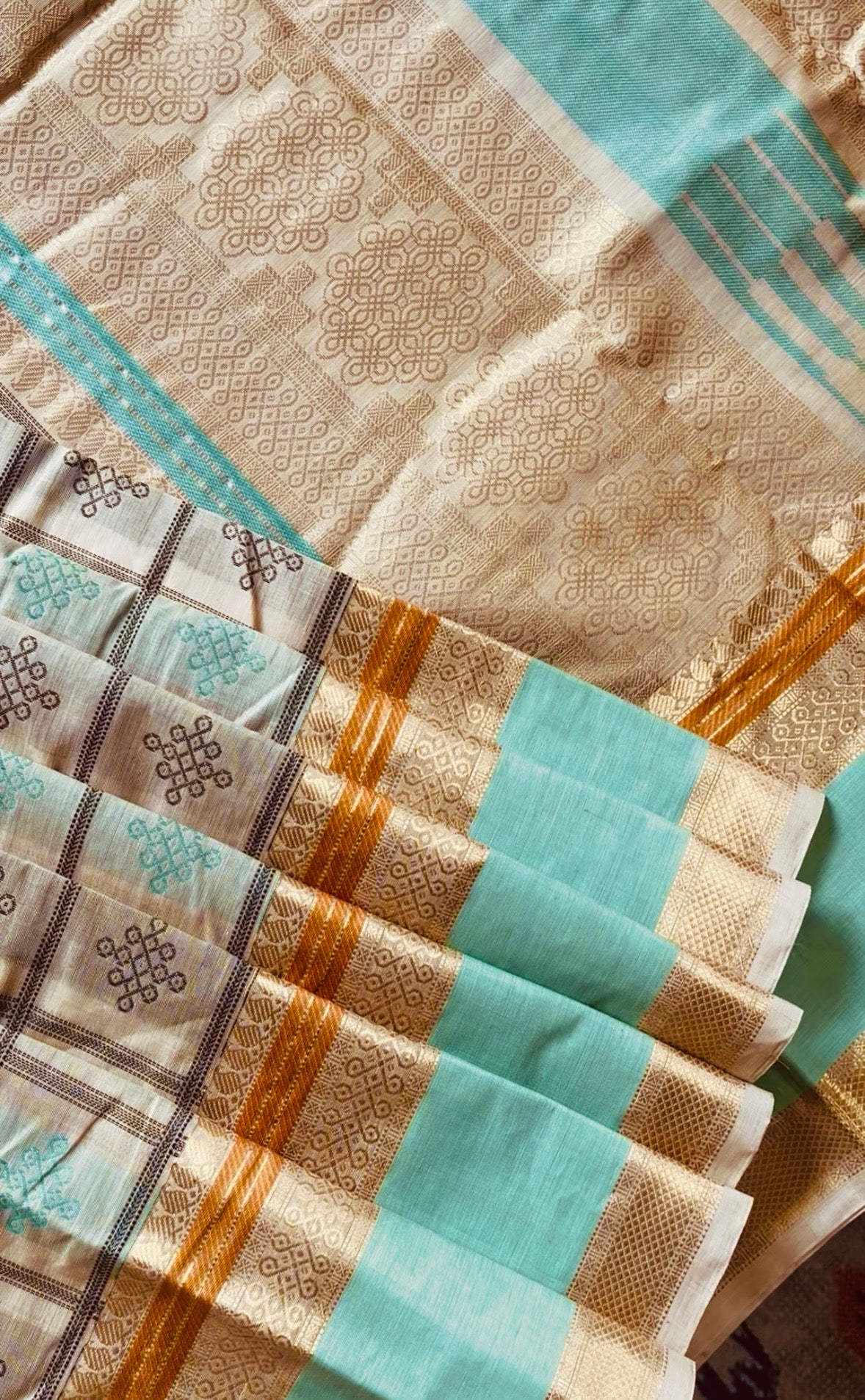 Handwoven Tussar Colour Kanchipuram Cotton Saree