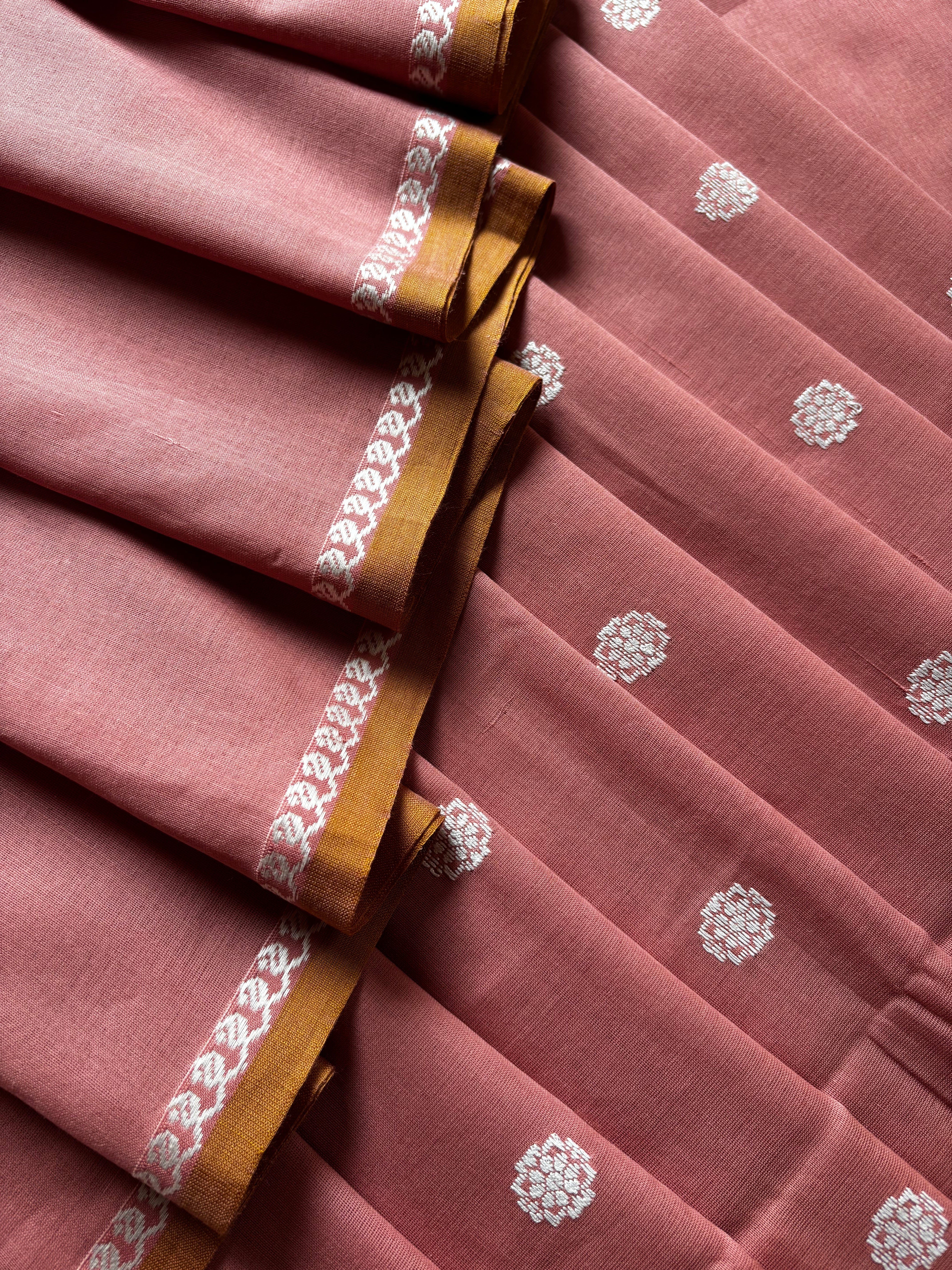 Handwoven Light Pinkish Peach Colour Phulia Cotton Saree