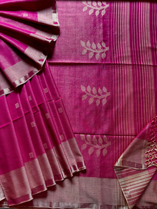 Handwoven Pink Colour Tissue Jamdani Saree