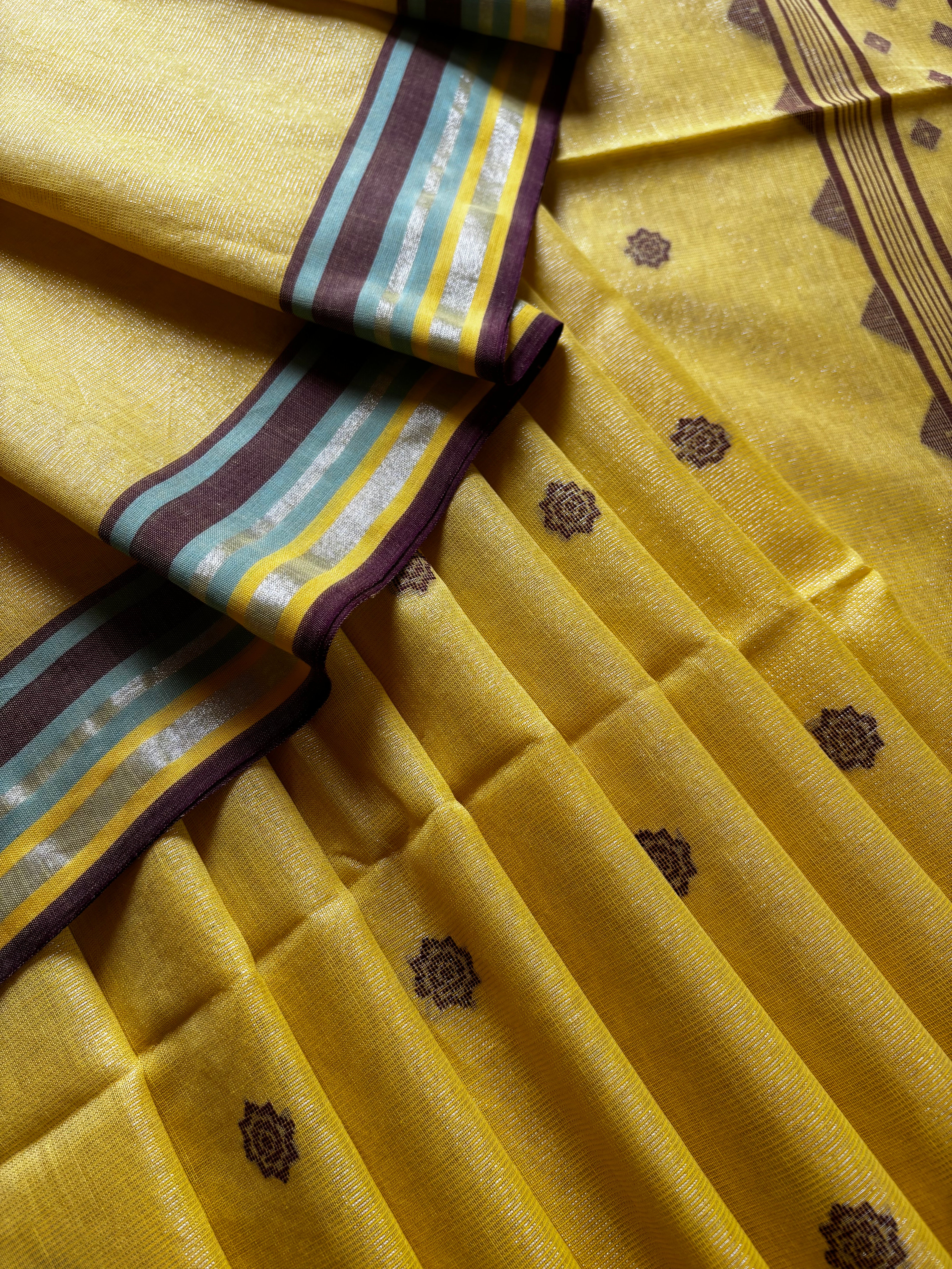 Handwoven Yellow Tissue Jamdani Saree