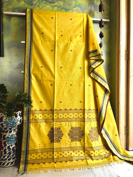 Handwoven Yellow Tissue Jamdani Saree