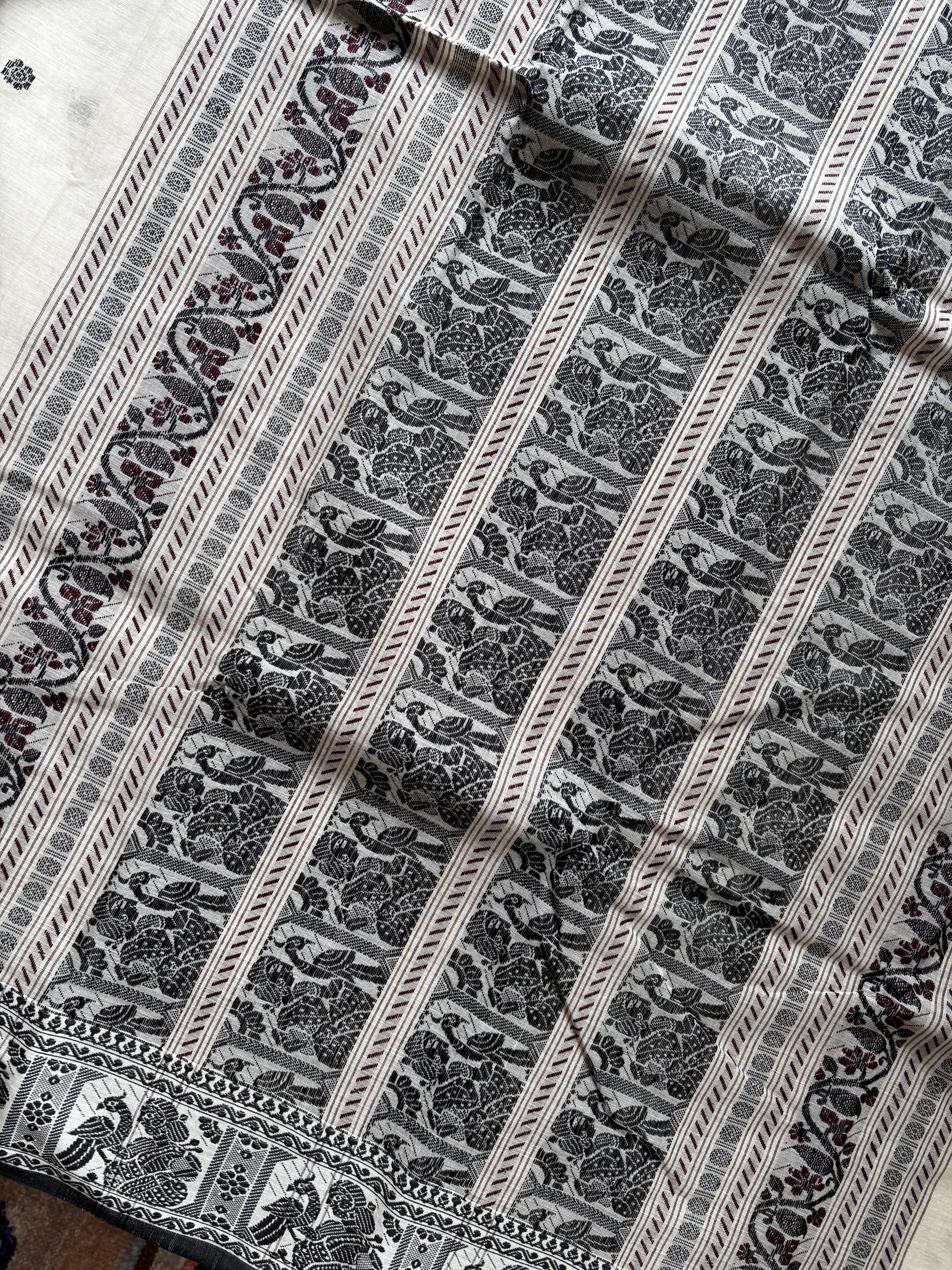 Handwoven Beige Colour Cotton Baluchari Saree