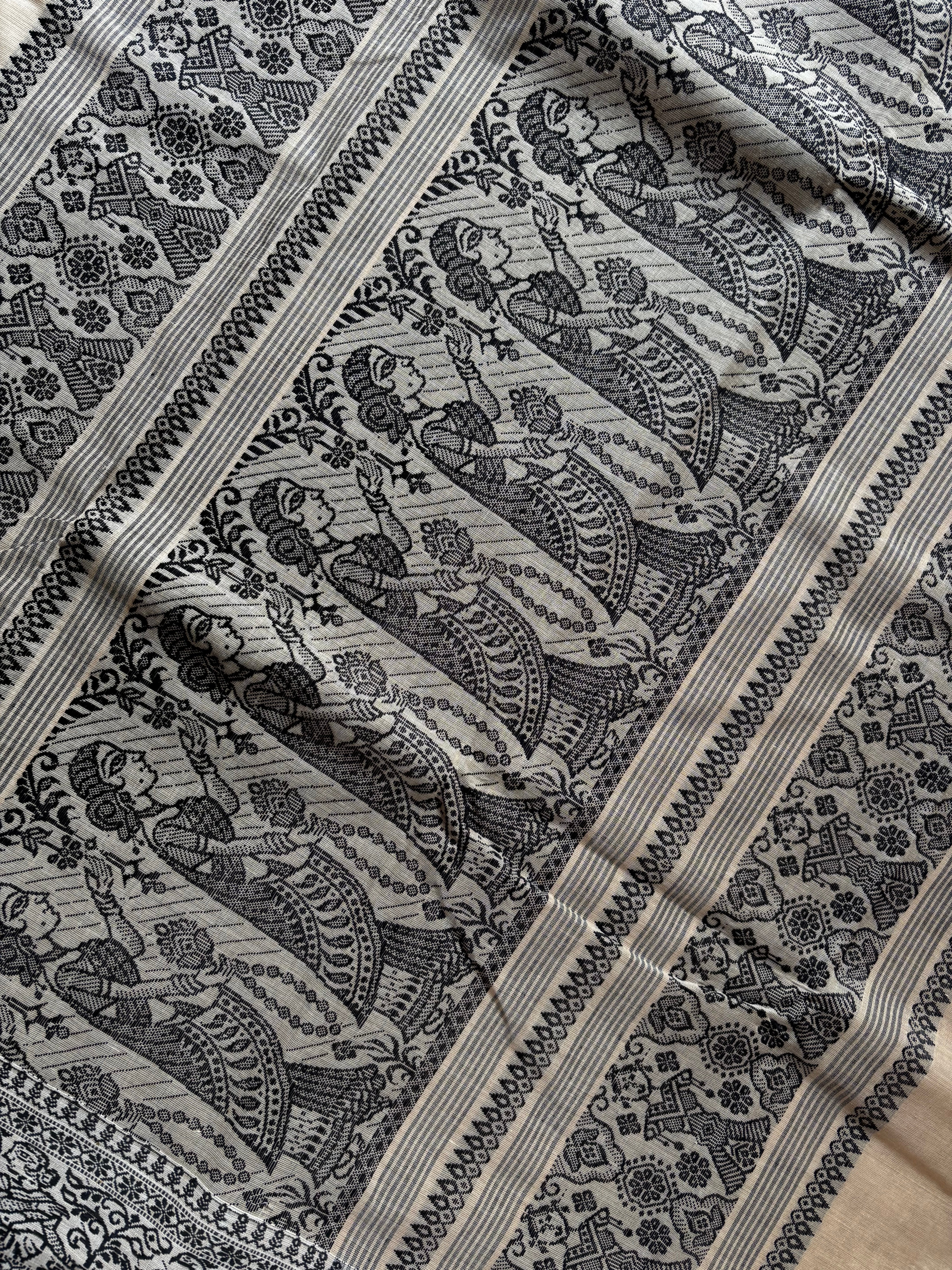 Handwoven Light Tussar Colour Cotton Baluchari Saree
