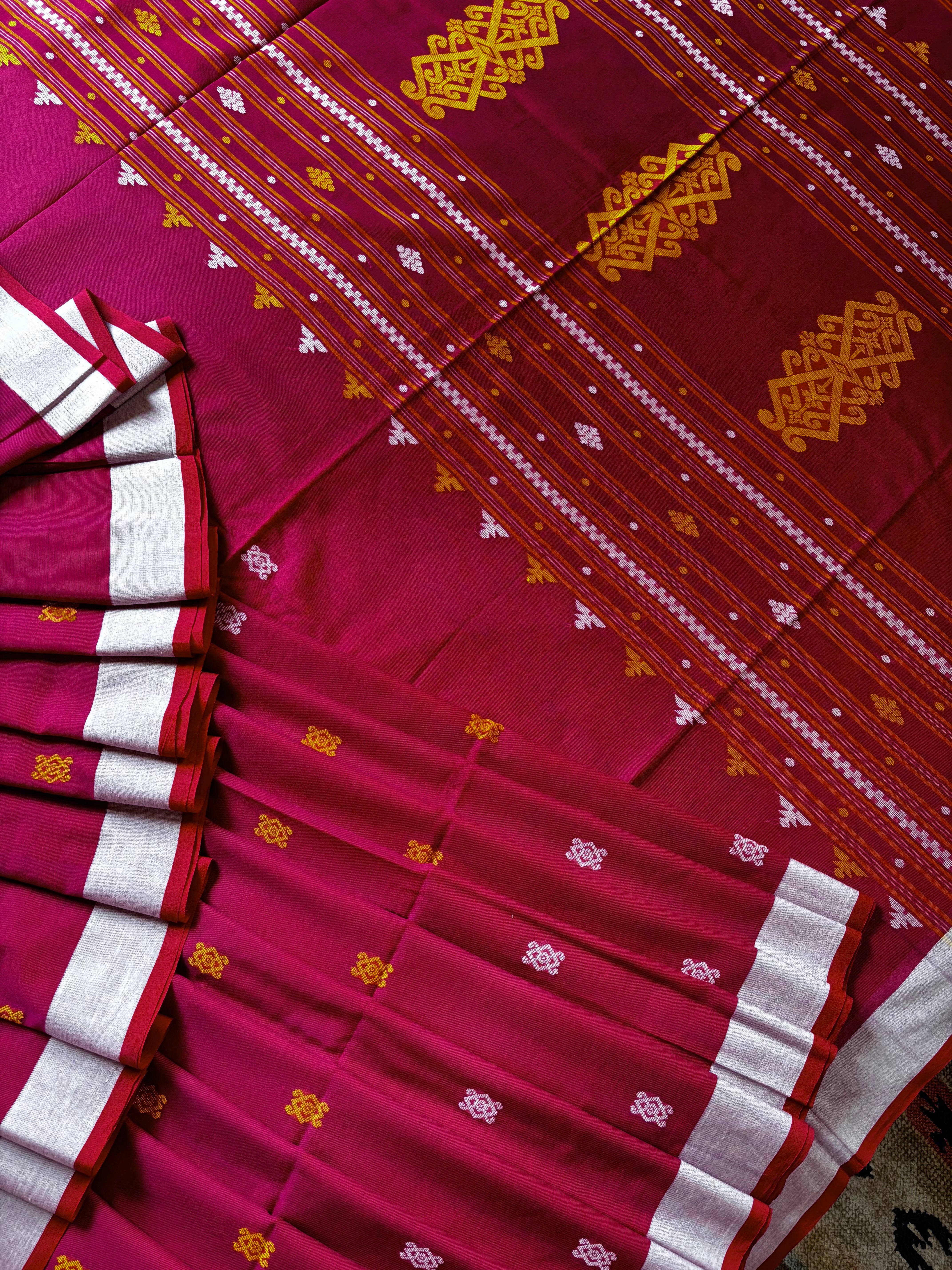 Handwoven Dual Toned Cotton Jamdani Saree