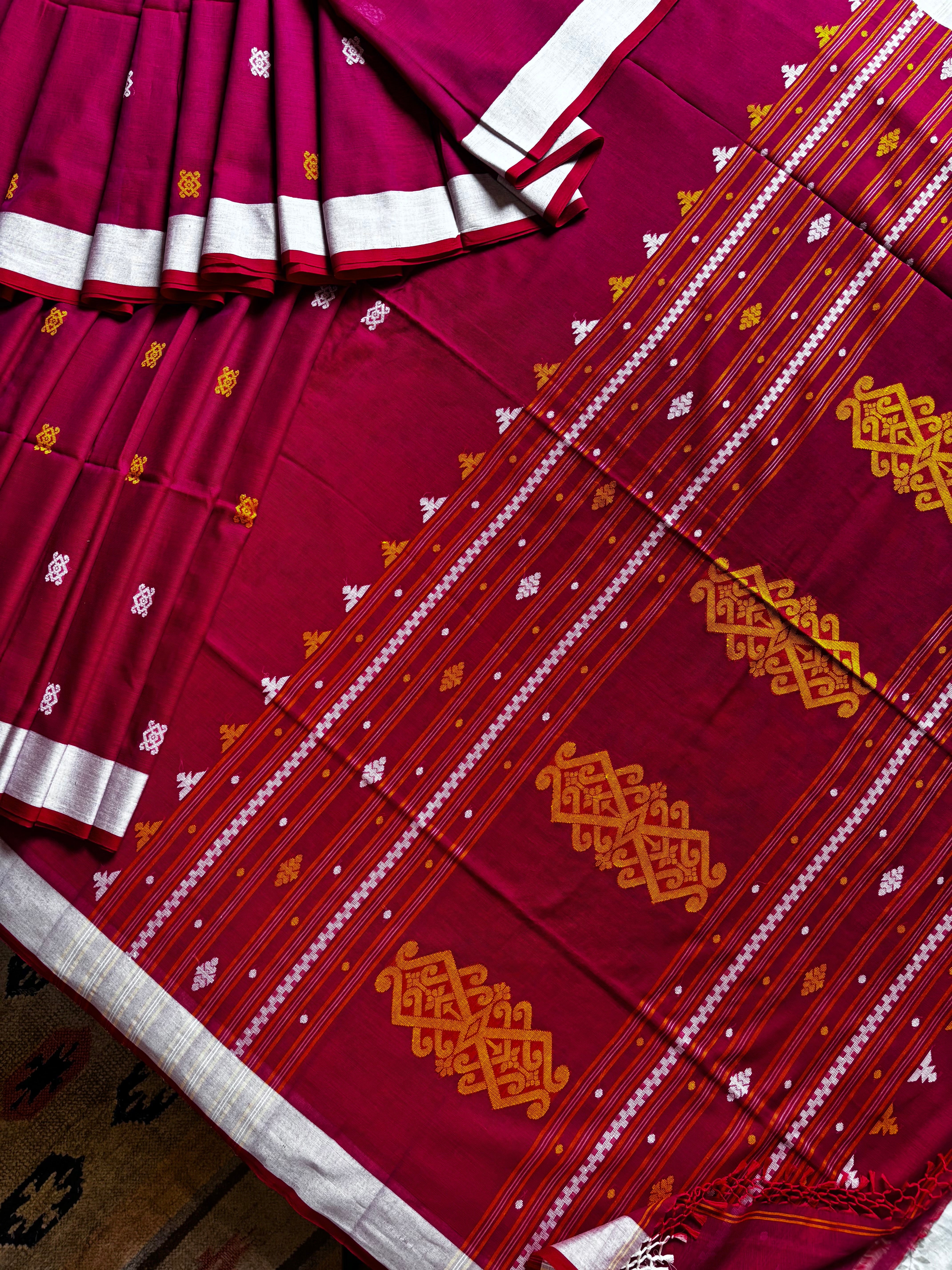 Handwoven Dual Toned Cotton Jamdani Saree