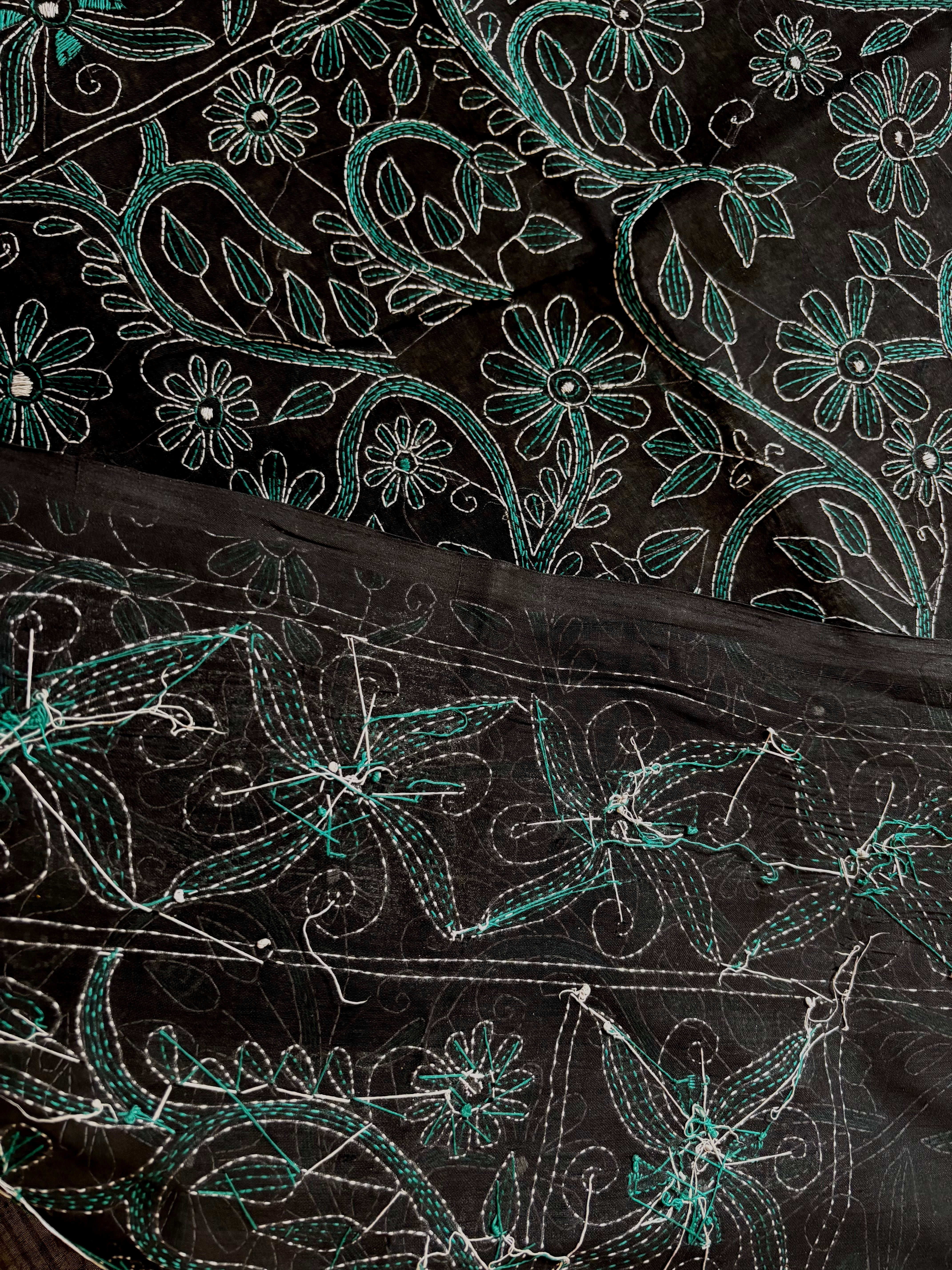 Handmade Cotton Kantha Saree