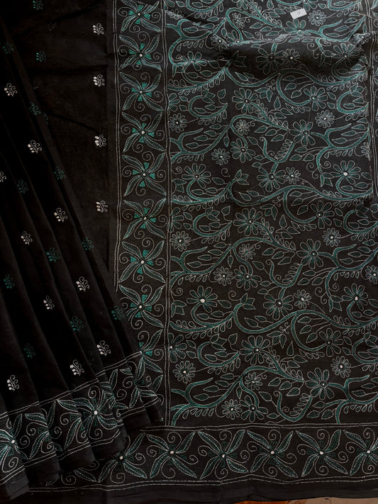 Handmade Cotton Kantha Saree