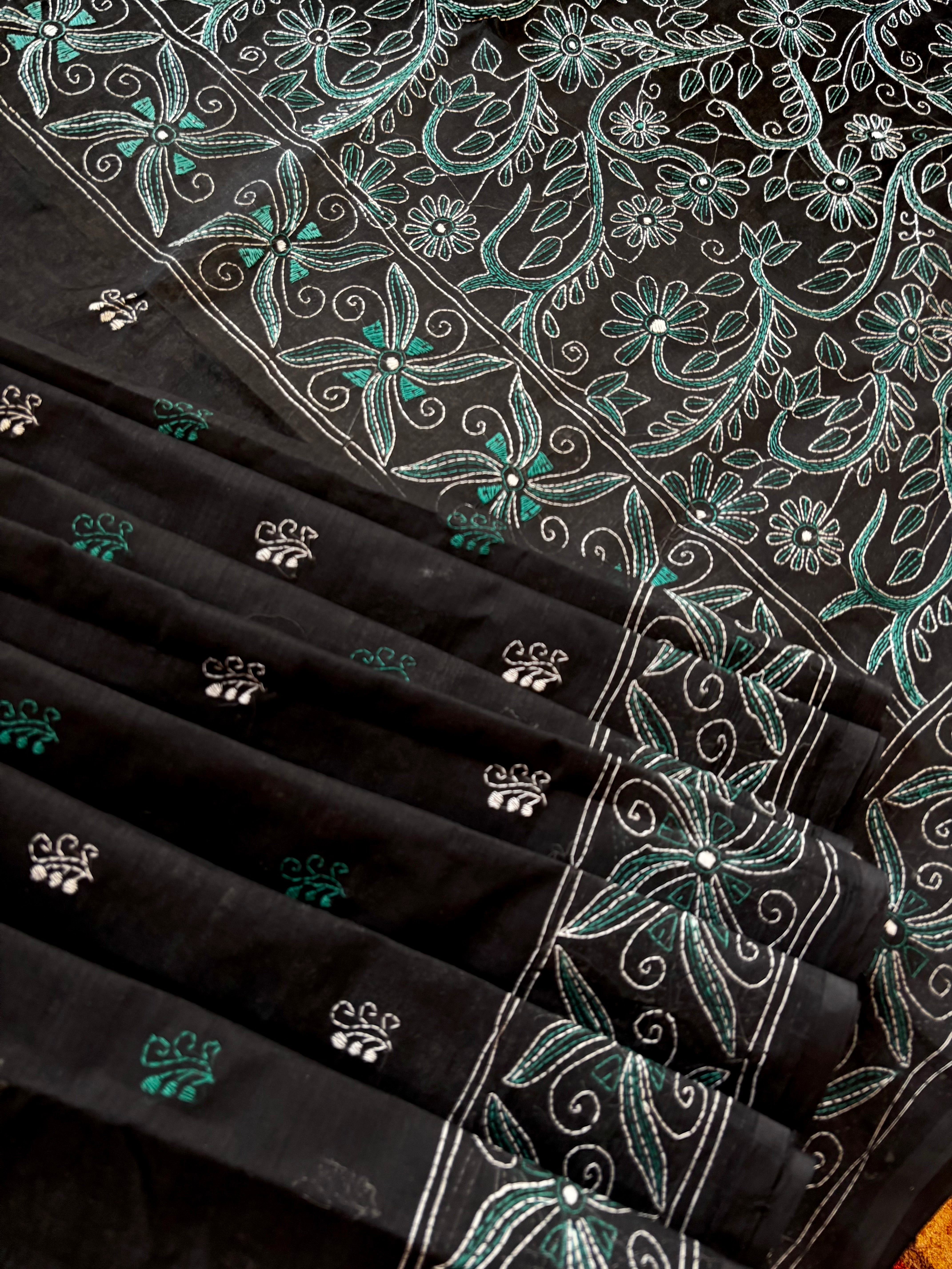 Handmade Cotton Kantha Saree