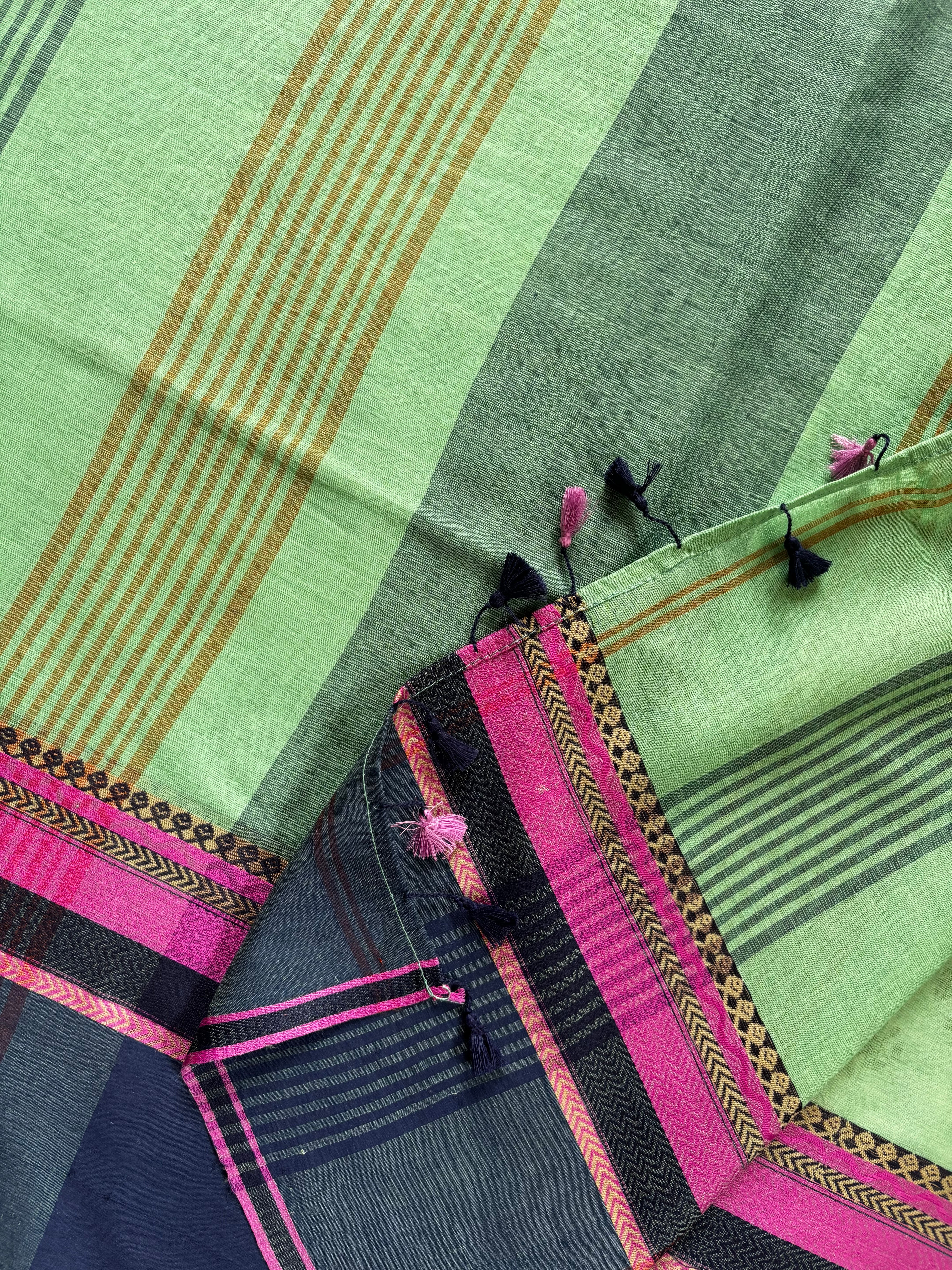 Handwoven Mint Green Colour Phulia Cotton Saree