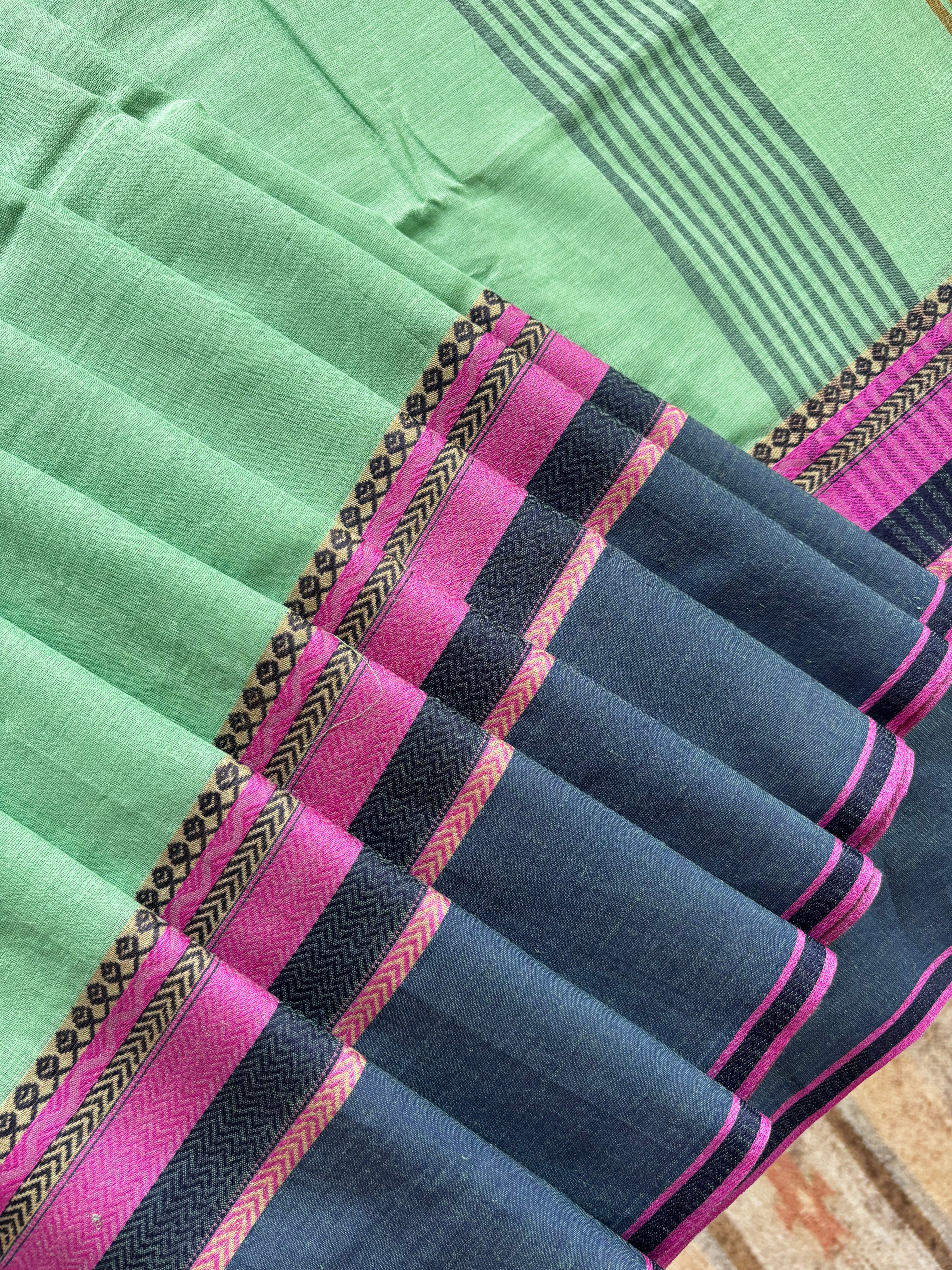 Handwoven Mint Green Colour Phulia Cotton Saree