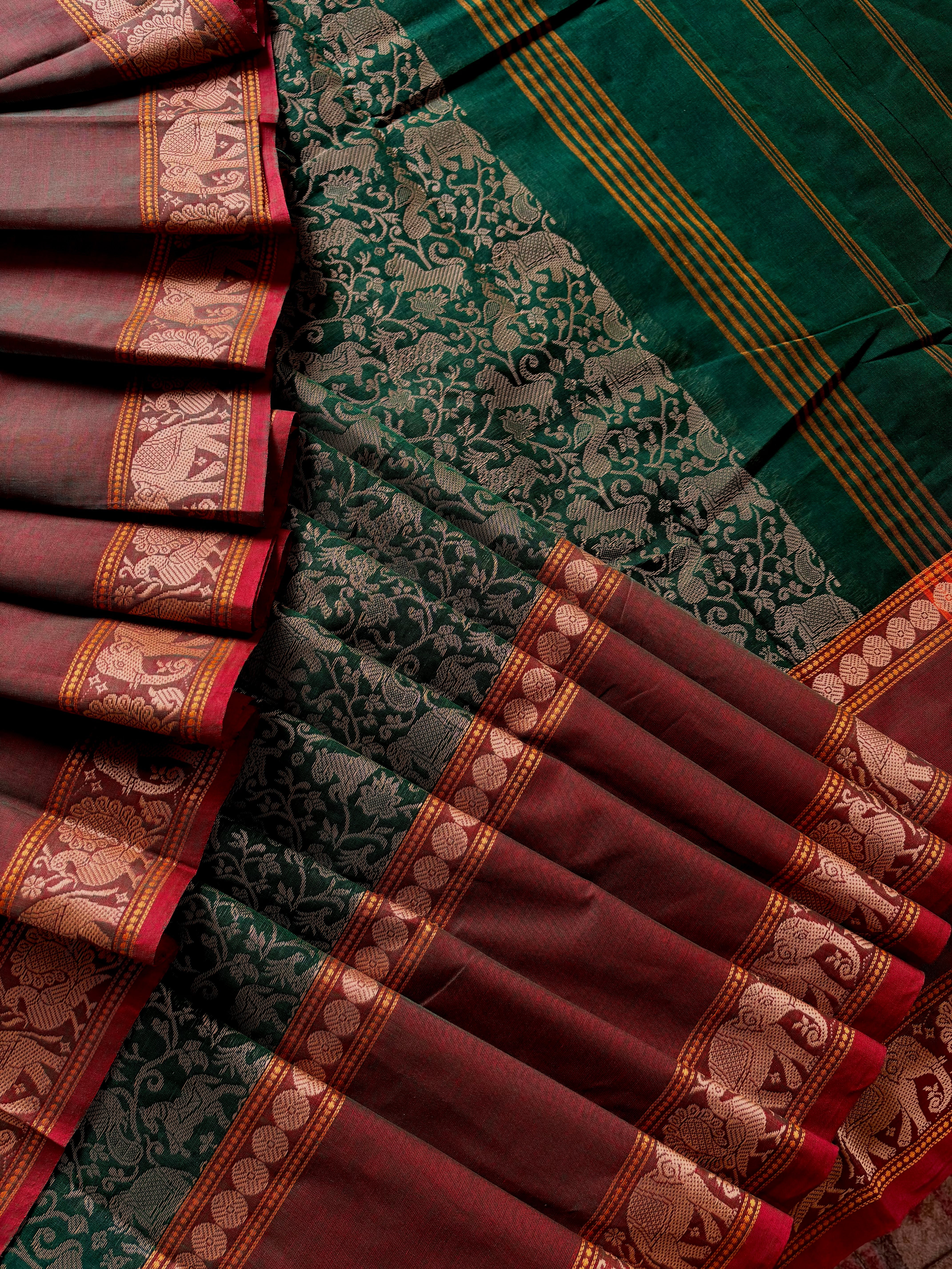 Green Vanashingram Kanchipuram Pure Cotton Saree
