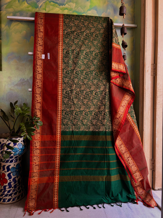 Green Vanashingram Kanchipuram Pure Cotton Saree