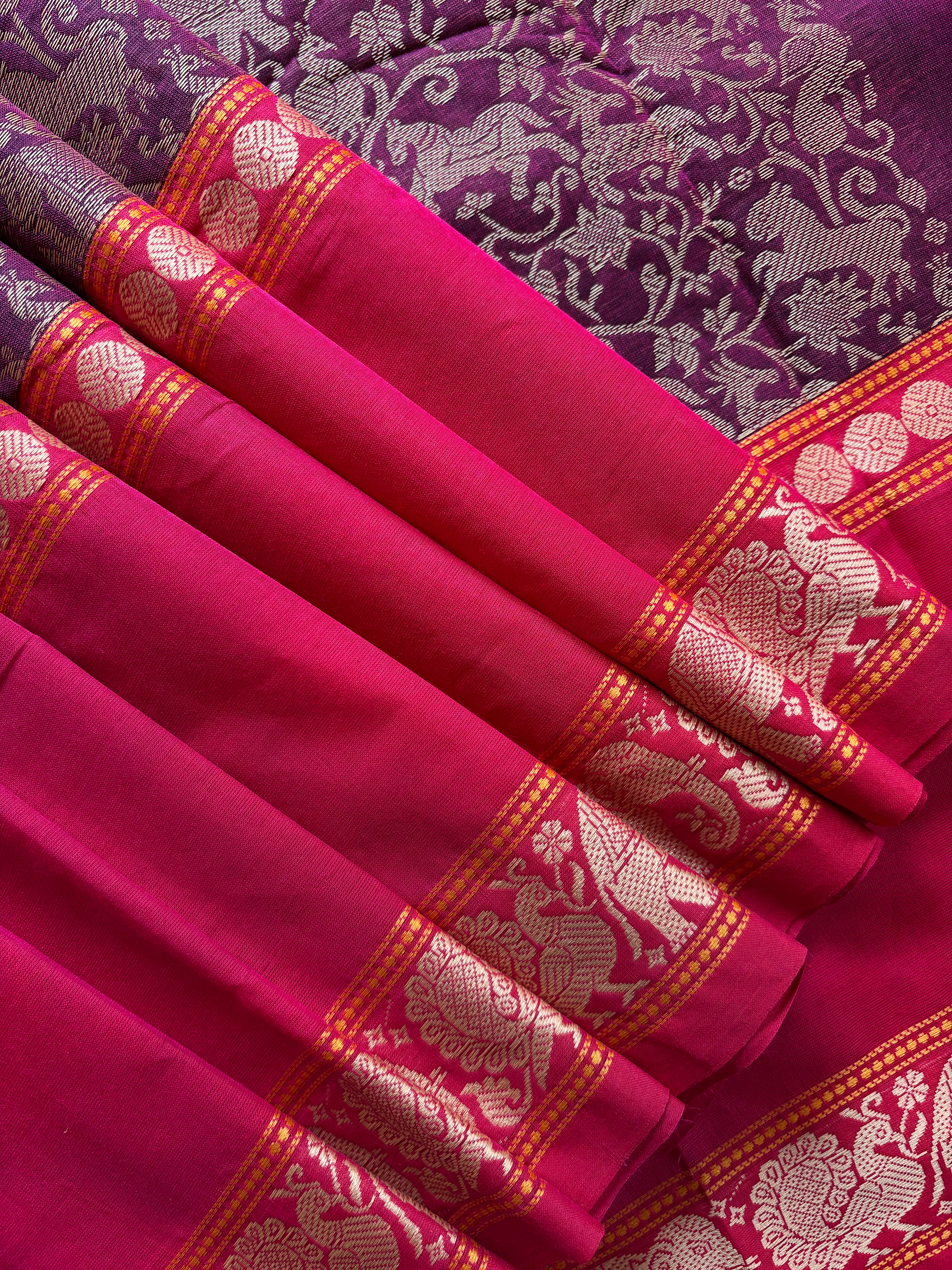 Handwoven Purplish Garnet Colour Kanchipuram Saree