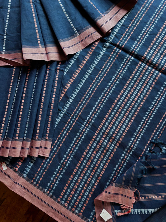 Handwoven Pastel Blue Begampuri Pure Cotton Saree