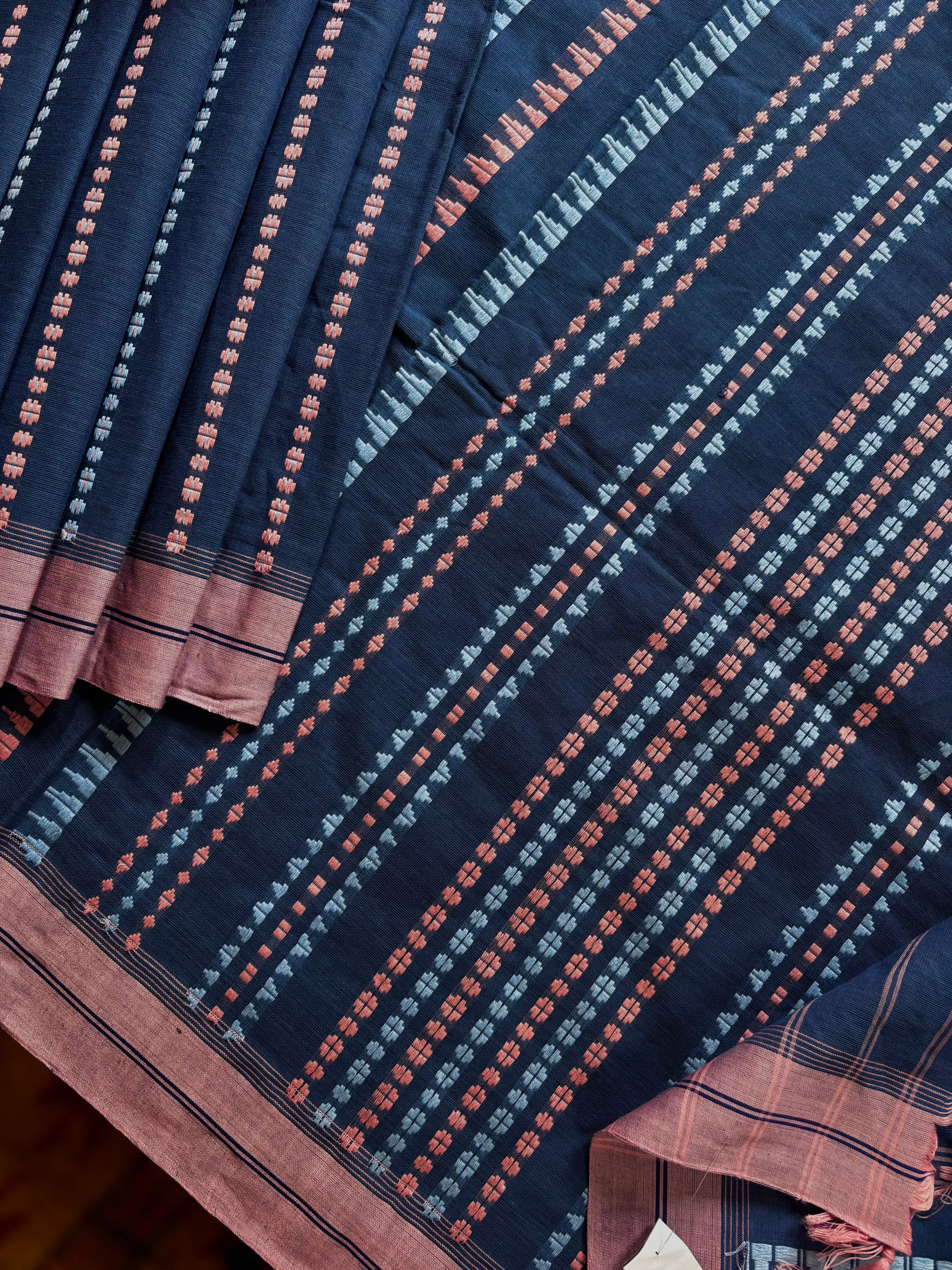 Handwoven Pastel Blue Begampuri Pure Cotton Saree