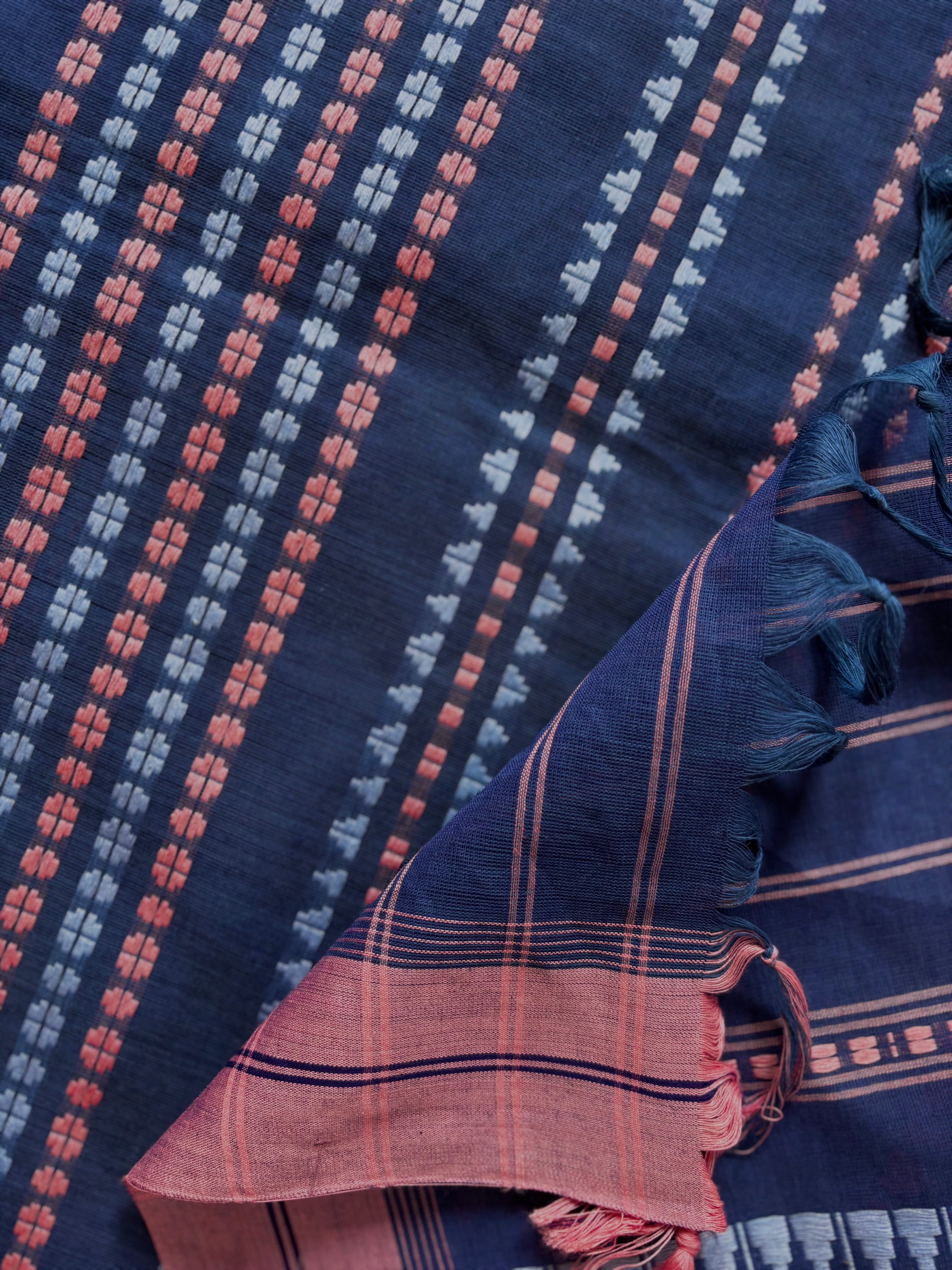 Handwoven Pastel Blue Begampuri Pure Cotton Saree