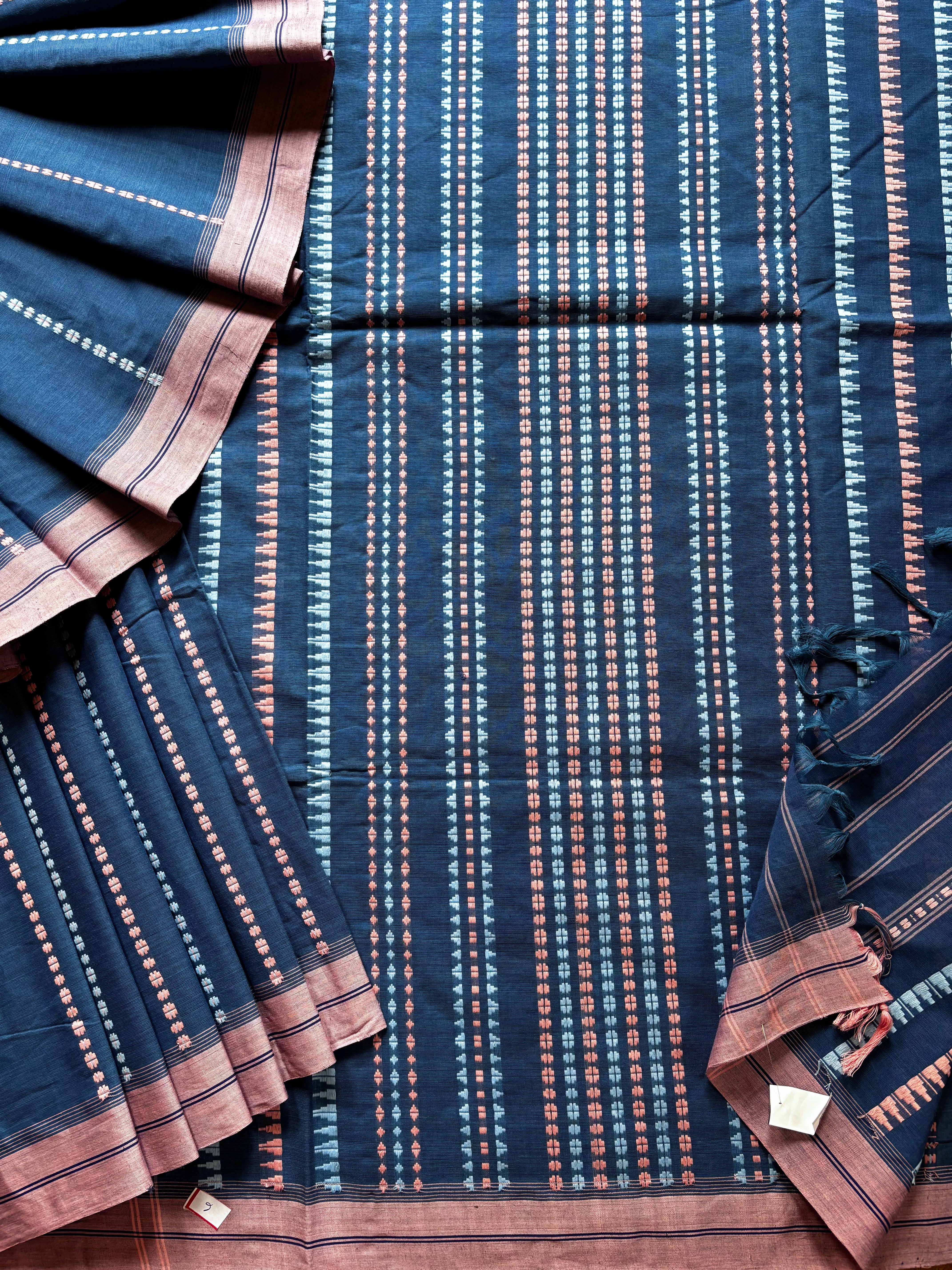 Handwoven Pastel Blue Begampuri Pure Cotton Saree