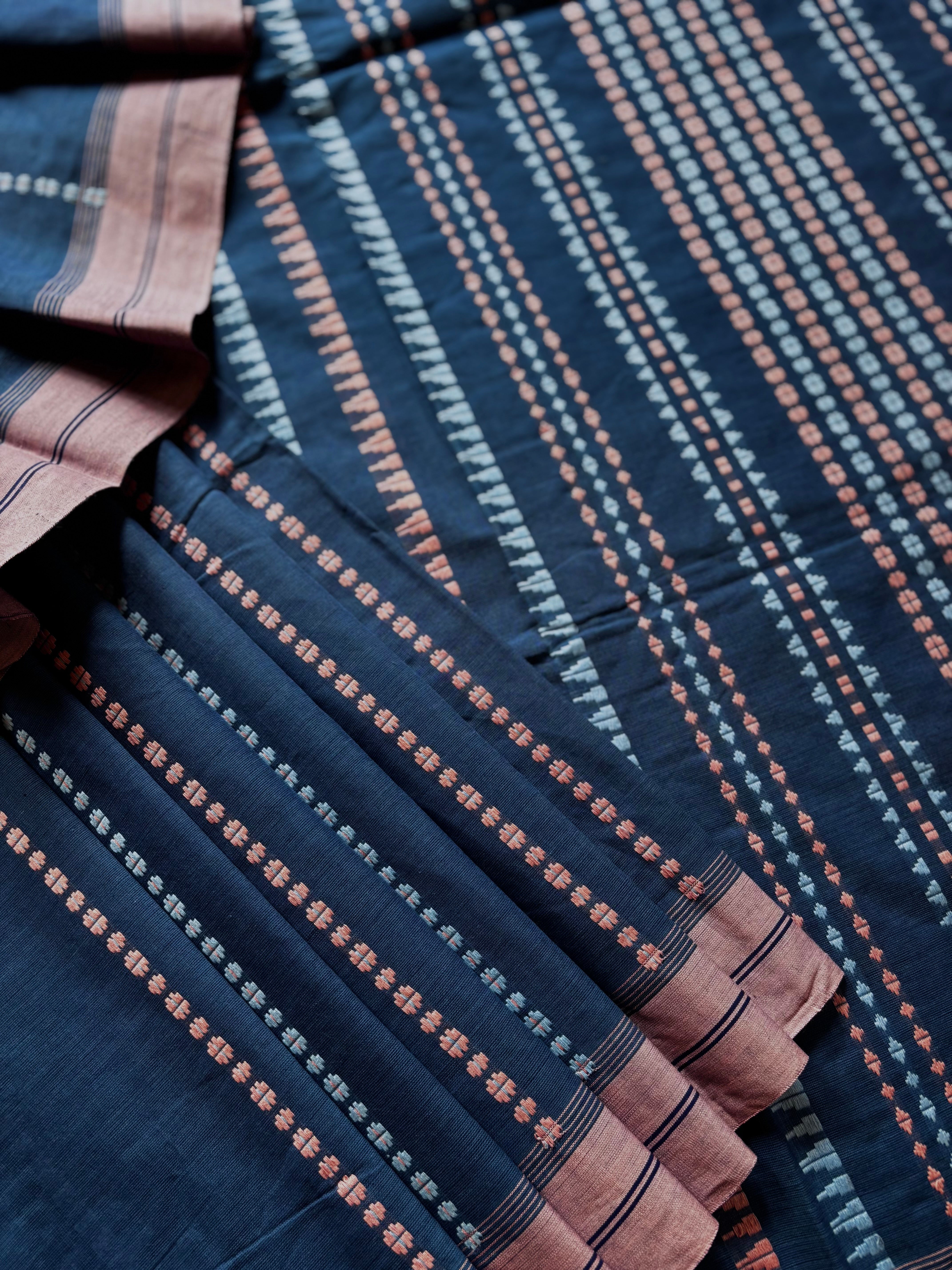 Handwoven Pastel Blue Begampuri Pure Cotton Saree
