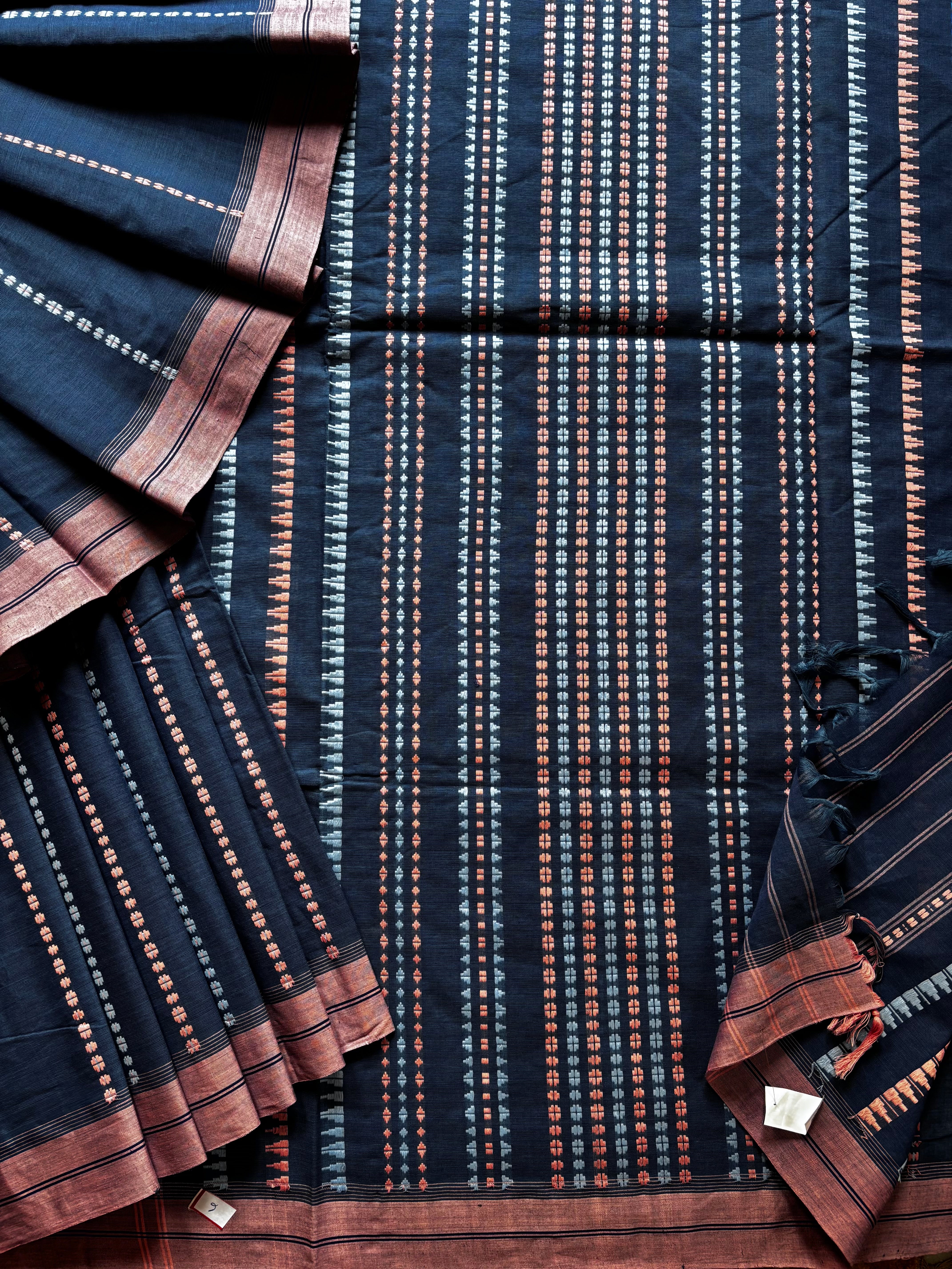 Handwoven Pastel Blue Begampuri Pure Cotton Saree